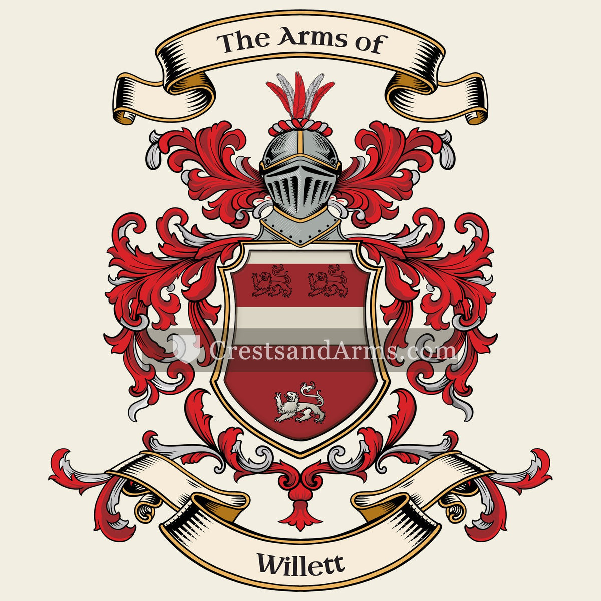 The Willett coat of arms, drawn from the recorded blazon