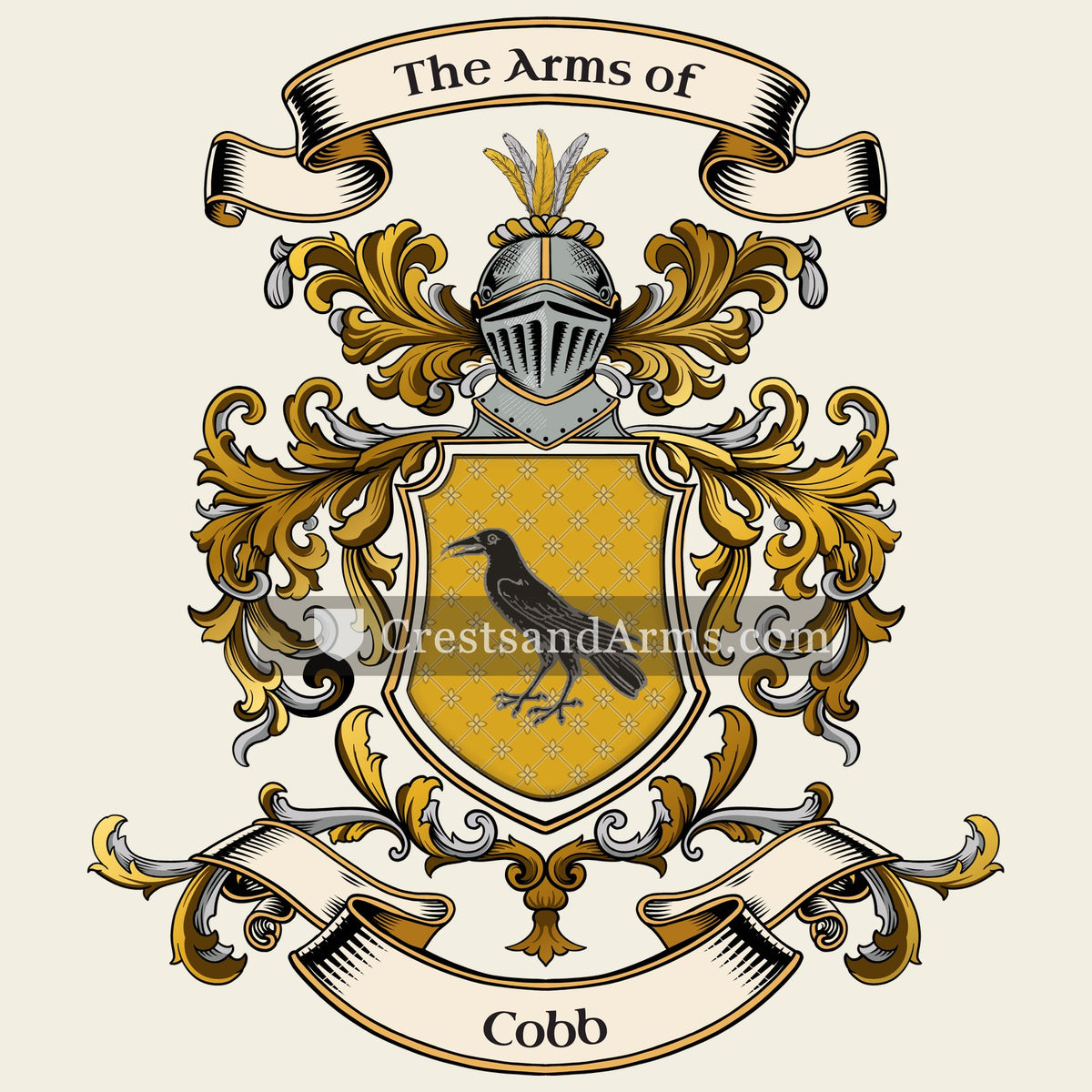 The Cobb coat of arms, drawn from the recorded blazon