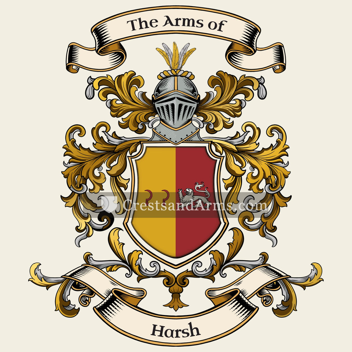 The Harsh coat of arms, drawn from the recorded blazon