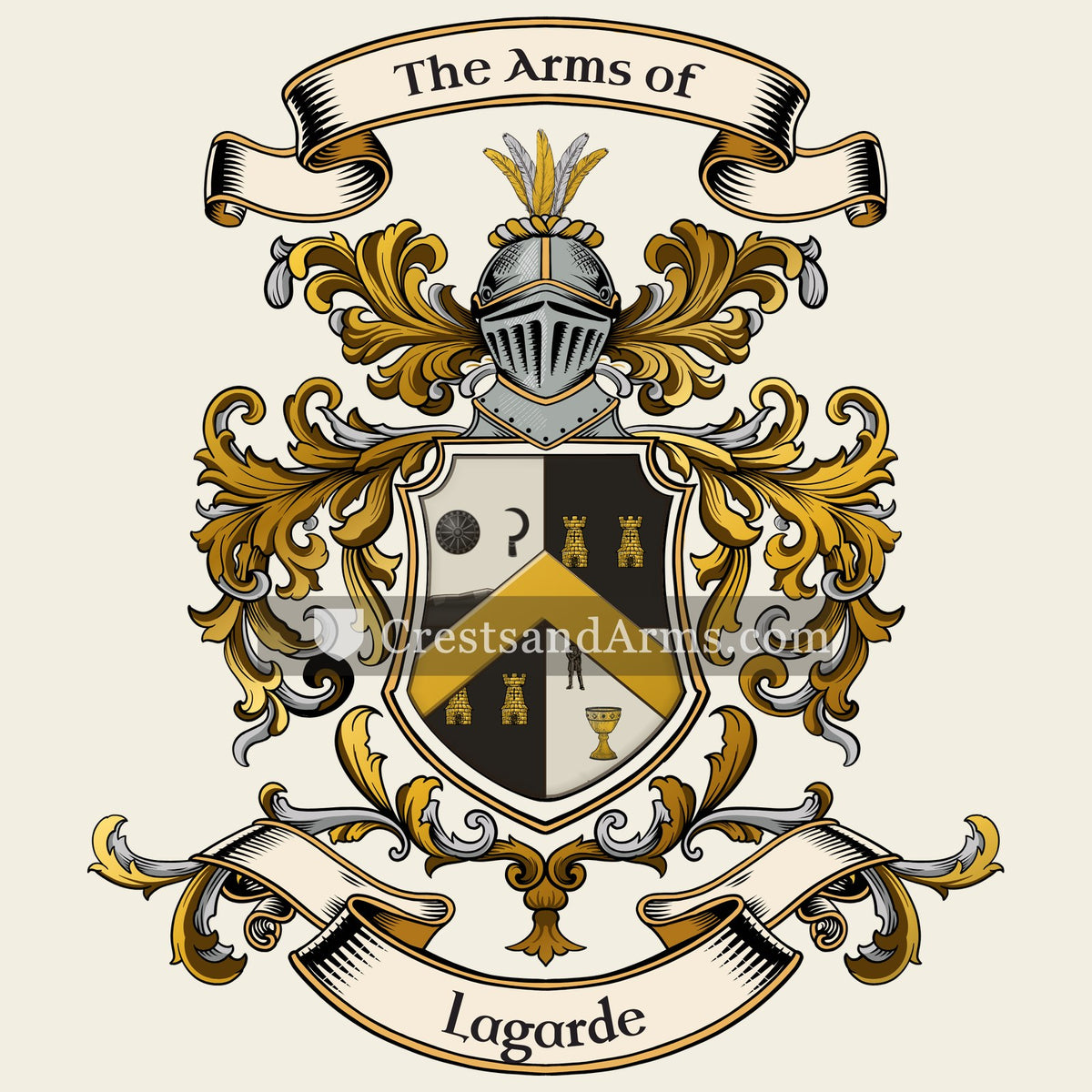 The Lagarde coat of arms, drawn from the recorded blazon