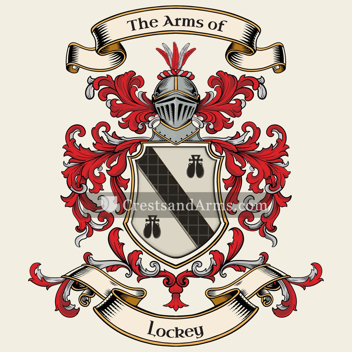 The Lockey coat of arms, drawn from the recorded blazon