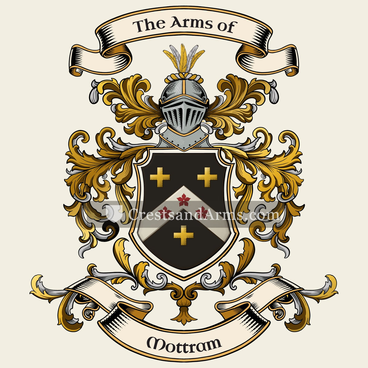 The Mottram coat of arms, drawn from the recorded blazon