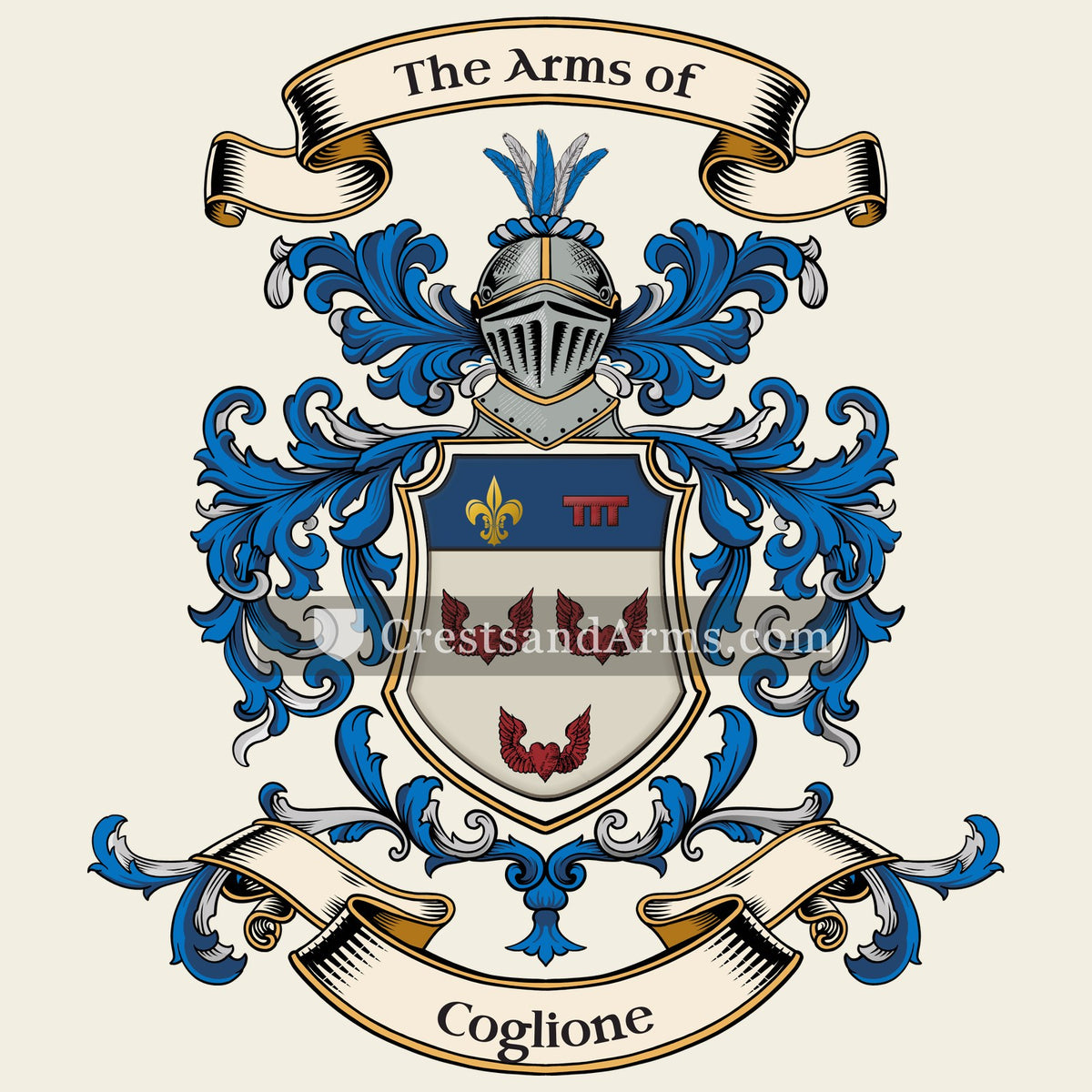 The Coglione coat of arms, drawn from the recorded blazon