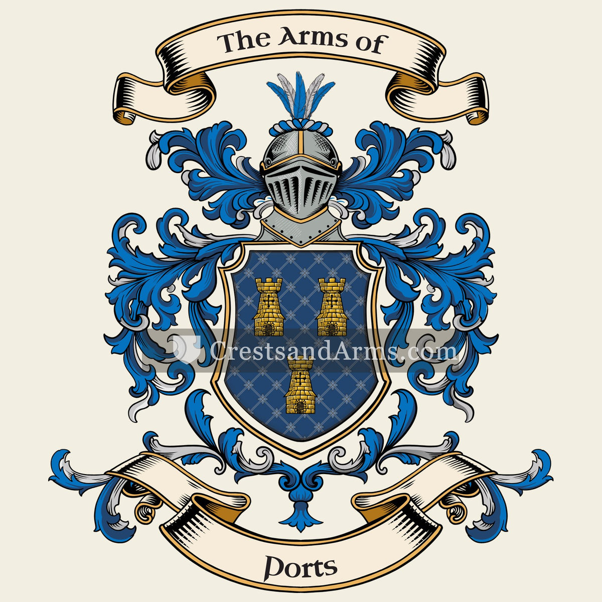 The Ports coat of arms, drawn from the recorded blazon