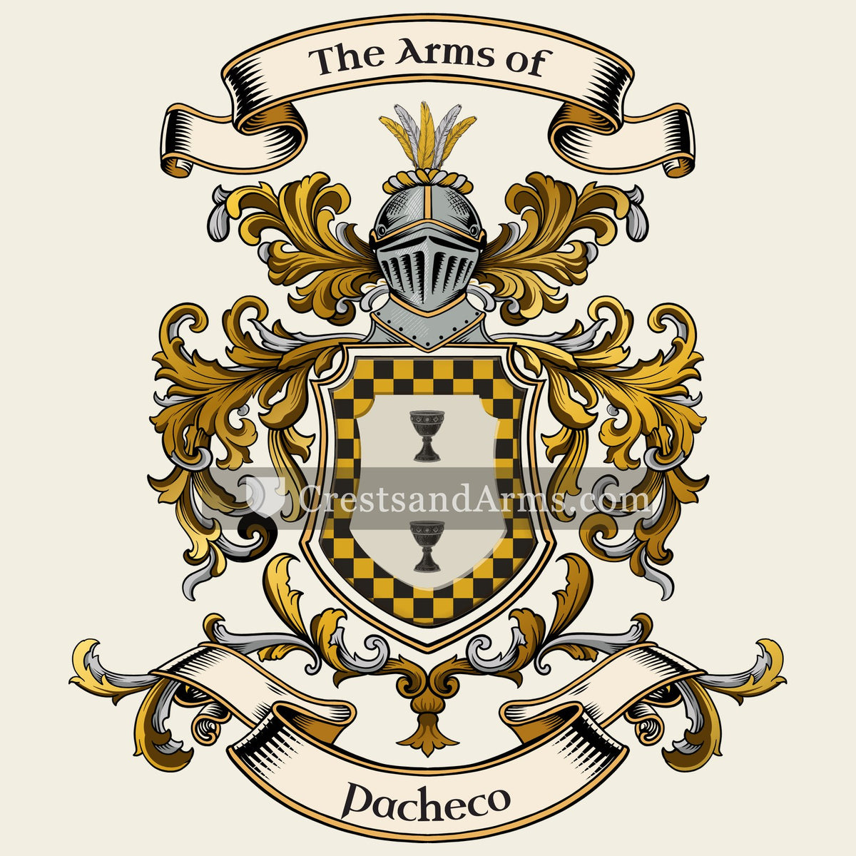The Pacheco coat of arms, drawn from the recorded blazon