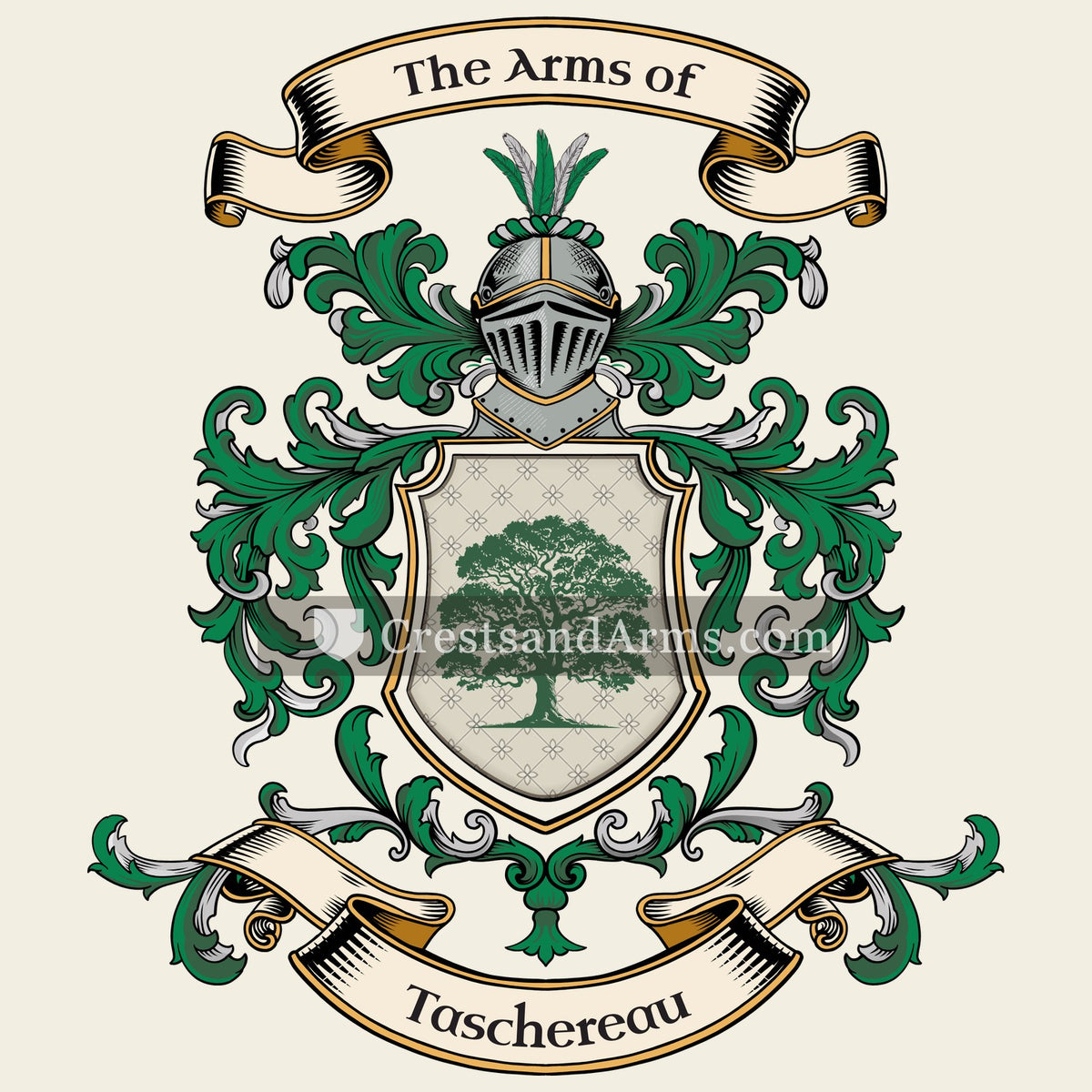 The Taschereau coat of arms, drawn from the recorded blazon