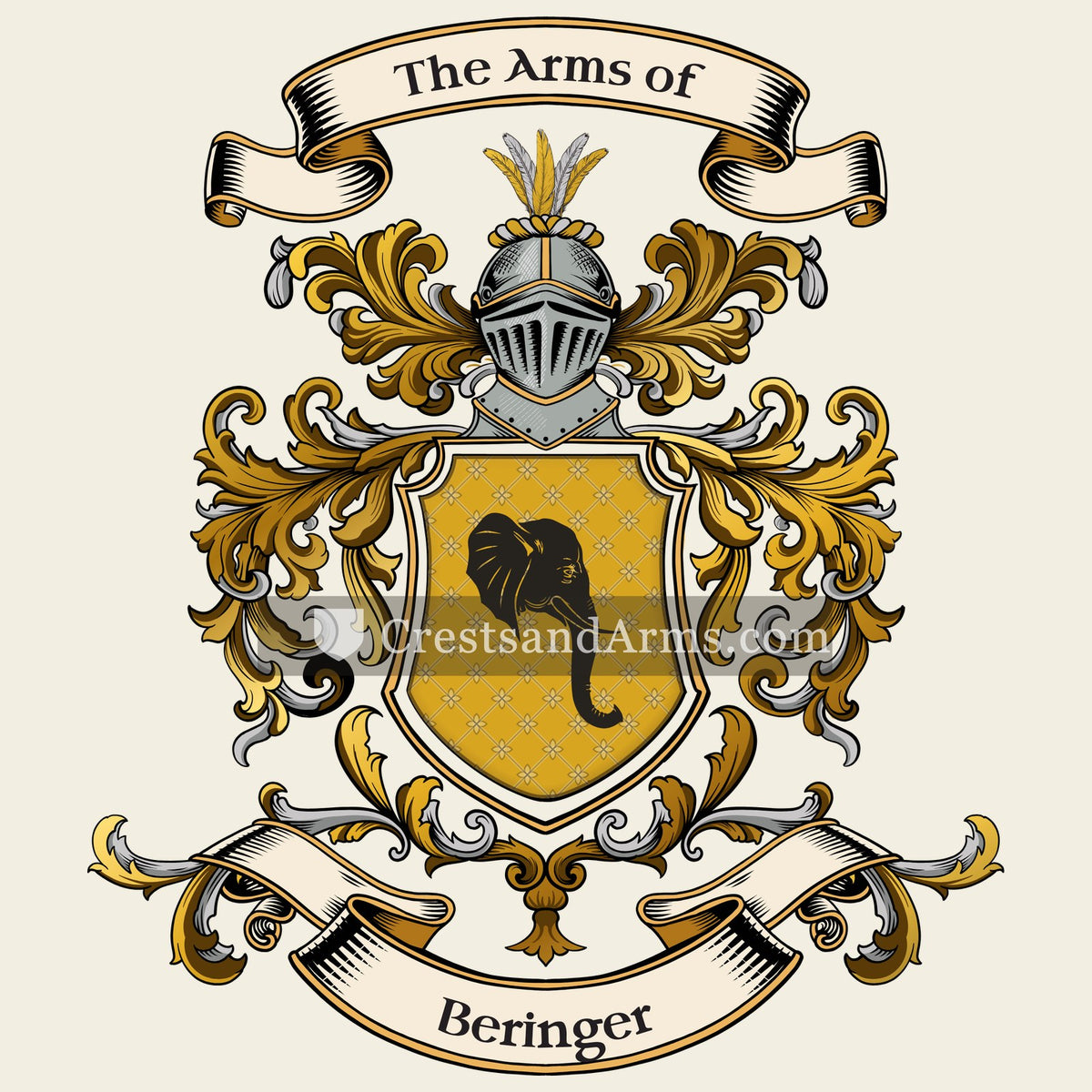 The Beringer coat of arms, drawn from the recorded blazon