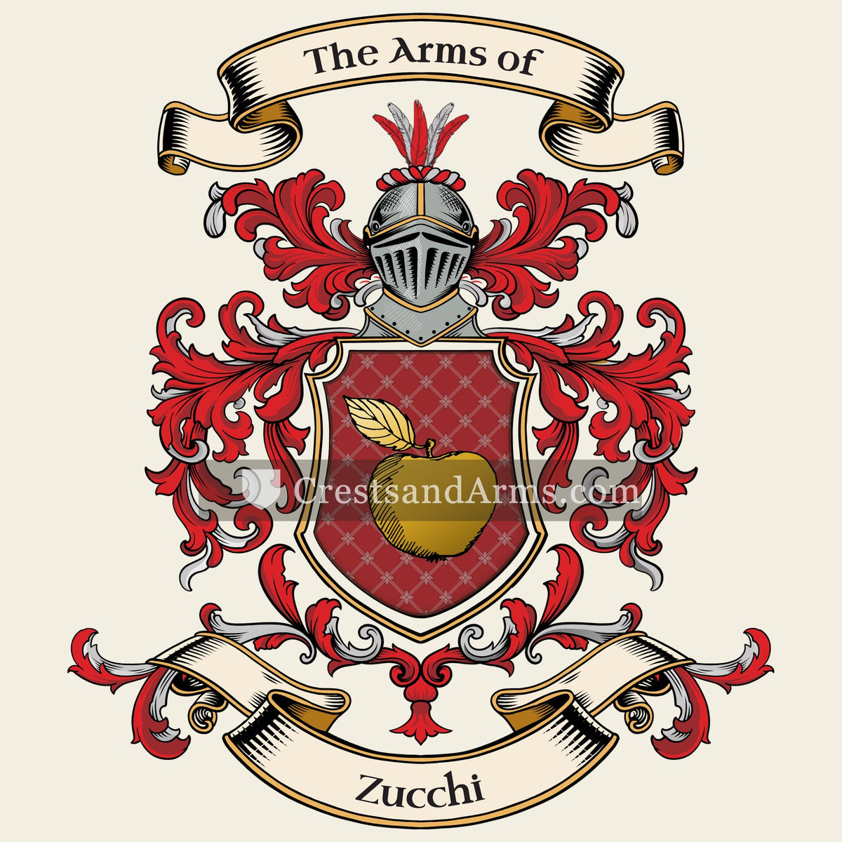 The Zucchi coat of arms, drawn from the recorded blazon