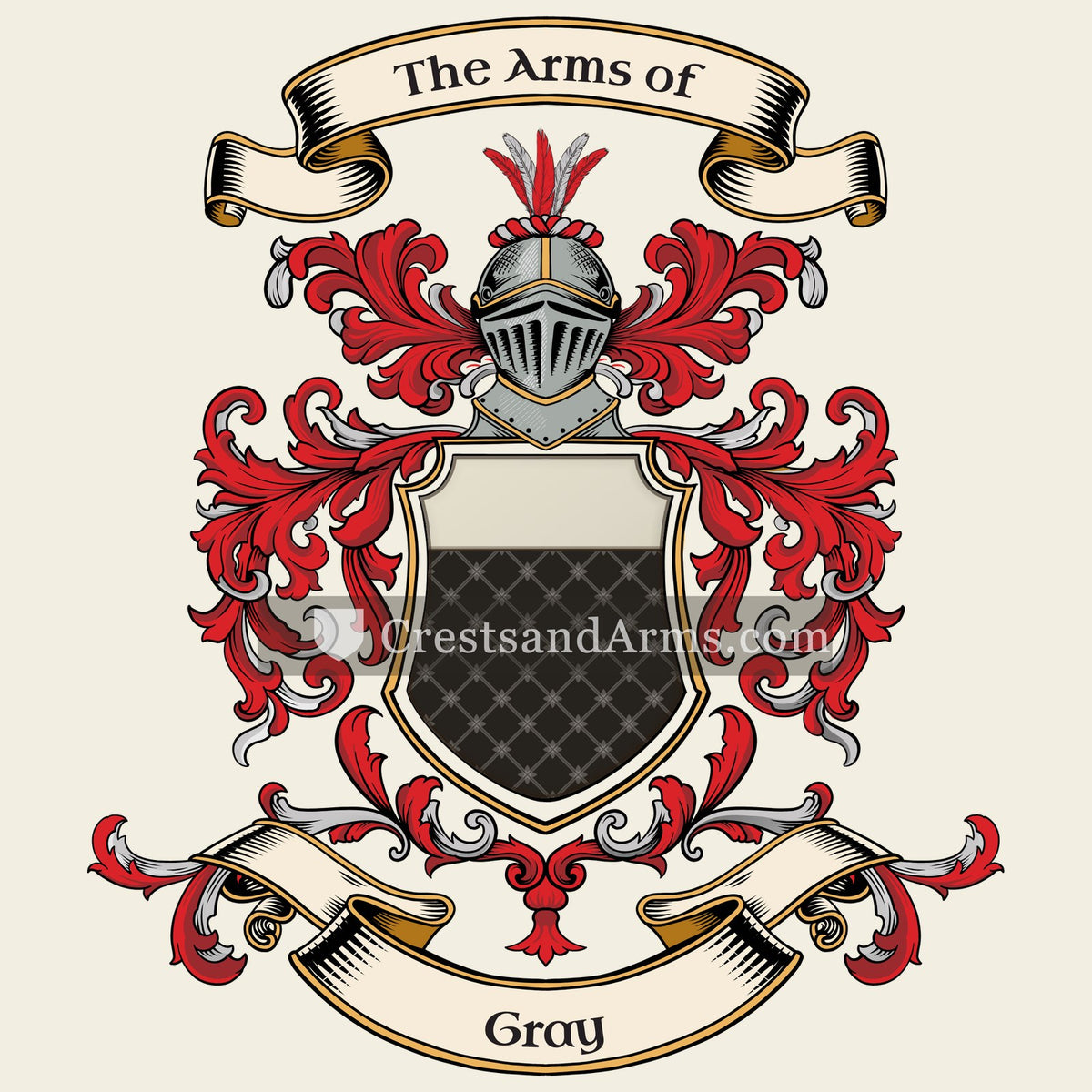 The Gray coat of arms, drawn from the recorded blazon