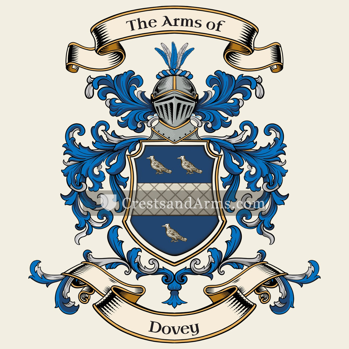 The Dovey coat of arms, drawn from the recorded blazon