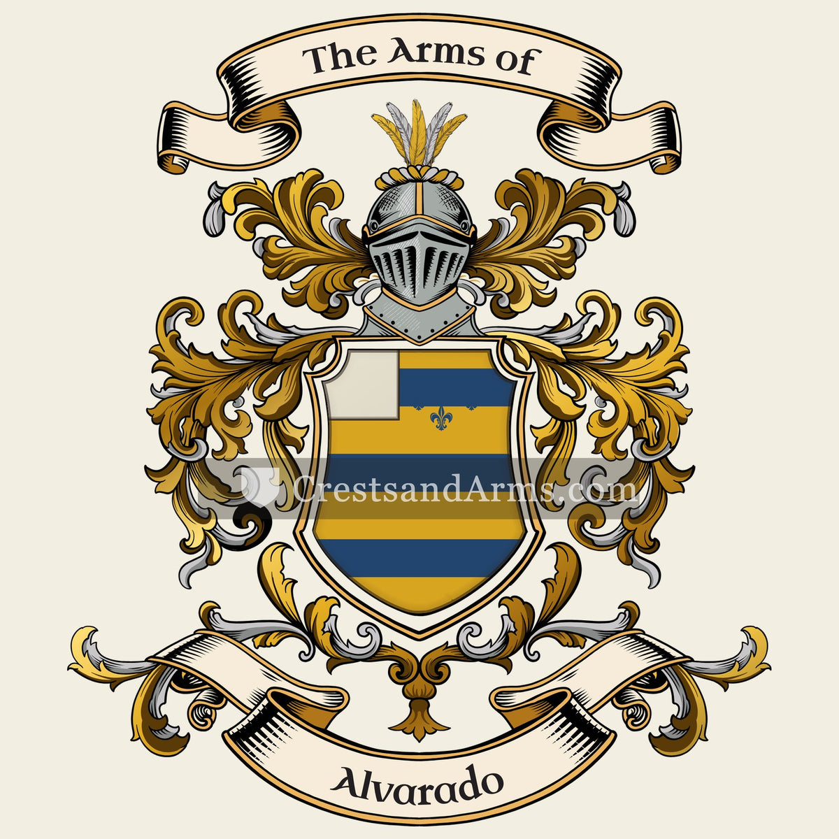 The Alvarado coat of arms, drawn from the recorded blazon