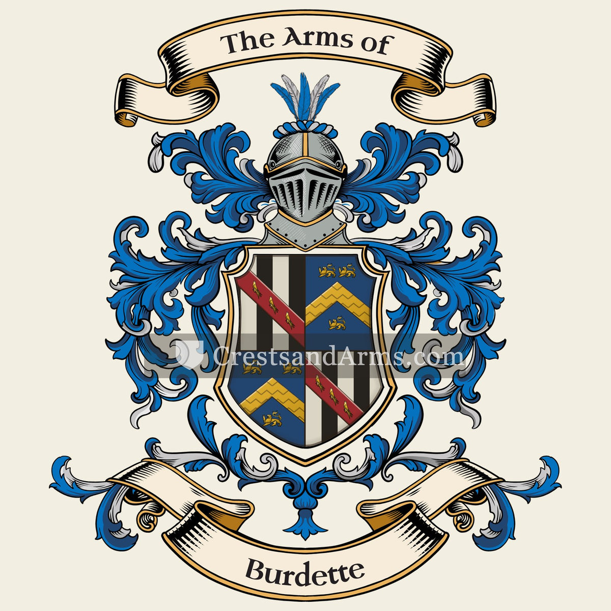 The Burdette coat of arms, drawn from the recorded blazon