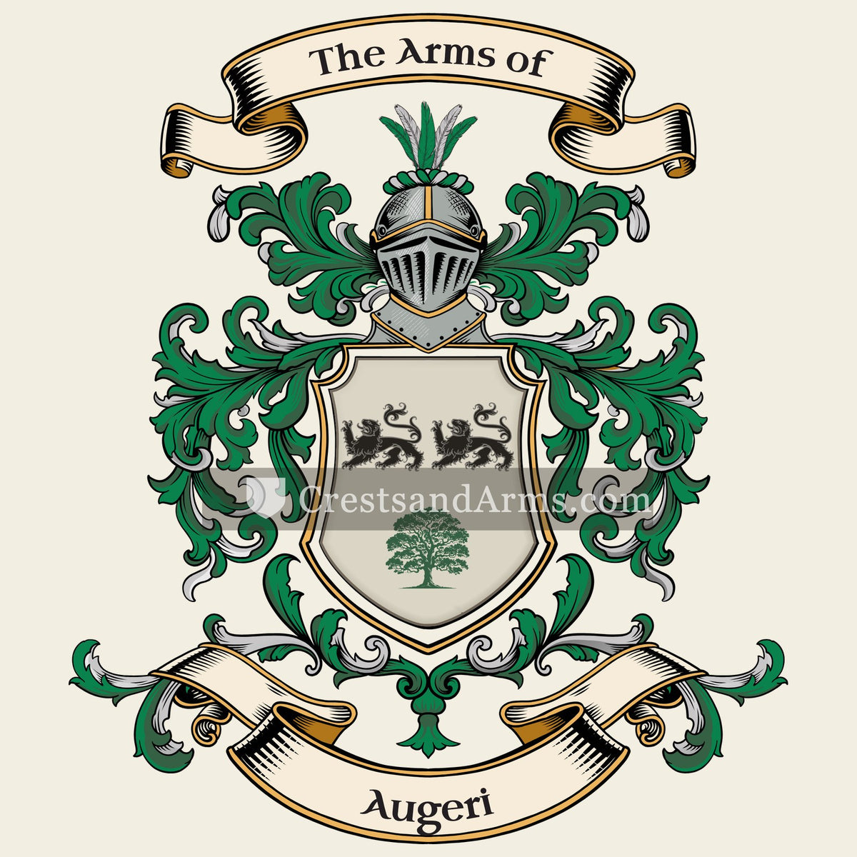 The Augeri coat of arms, drawn from the recorded blazon