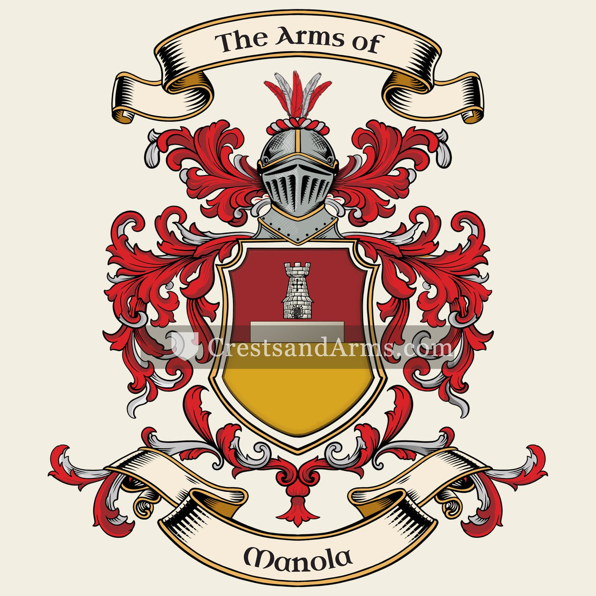 The Manola coat of arms, drawn from the recorded blazon