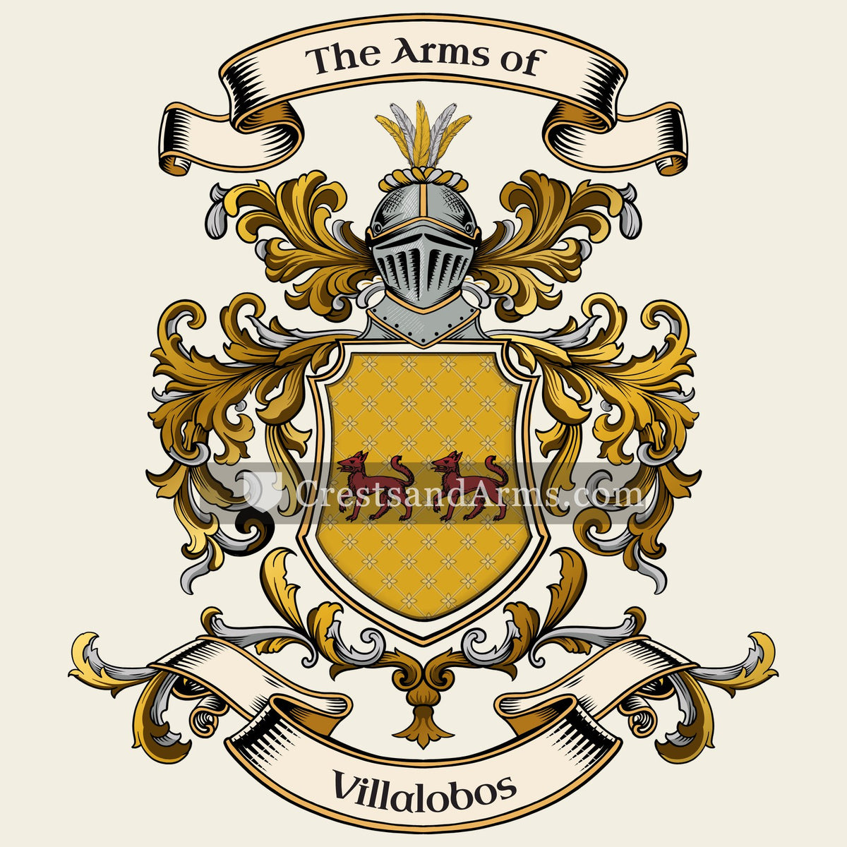 The Villalobos coat of arms, drawn from the recorded blazon