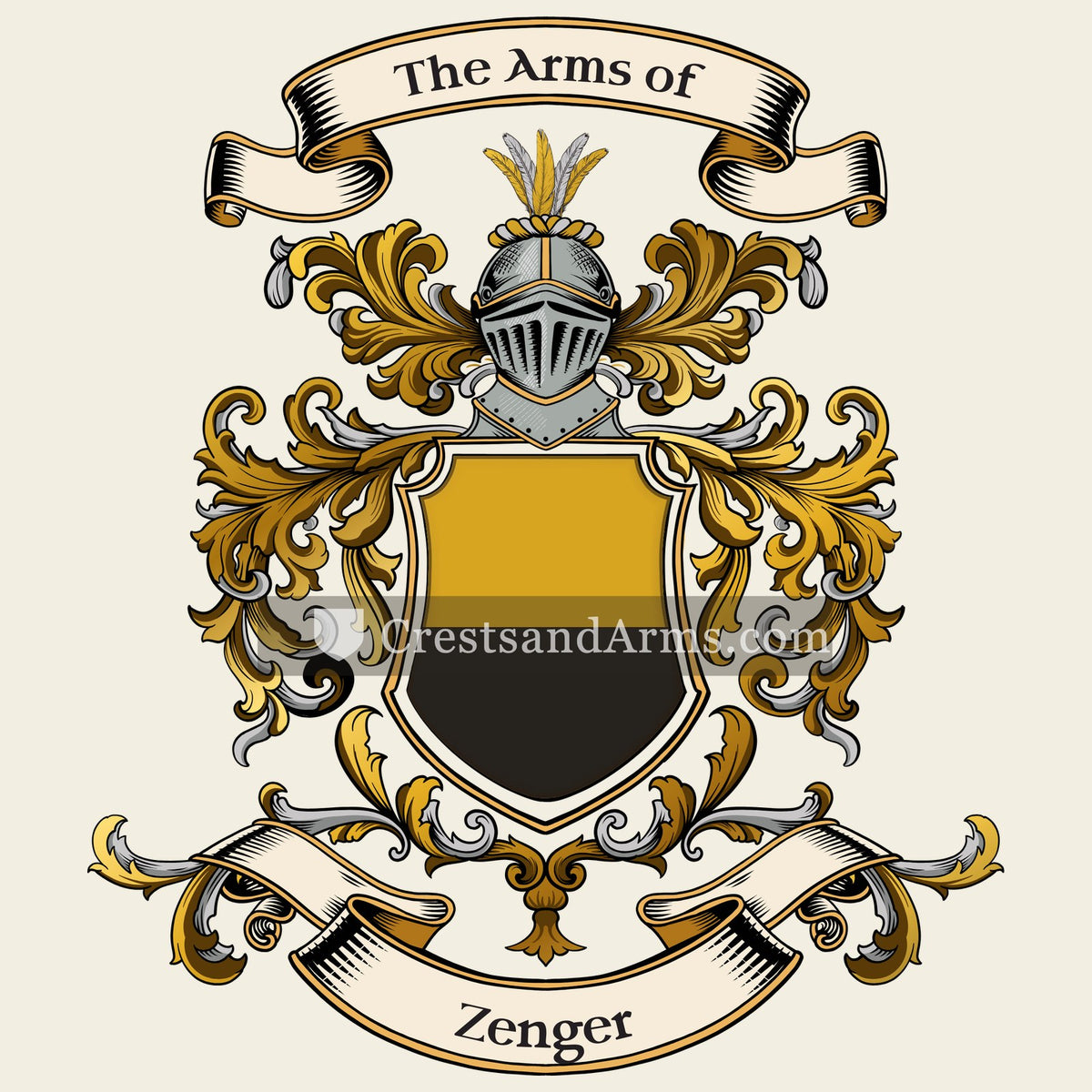 The Zenger coat of arms, drawn from the recorded blazon
