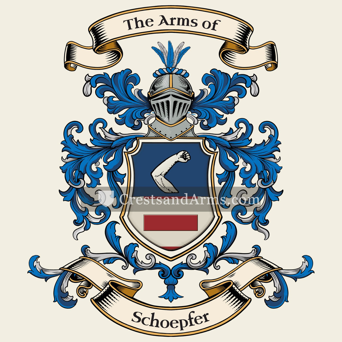 The Schoepfer coat of arms, drawn from the recorded blazon