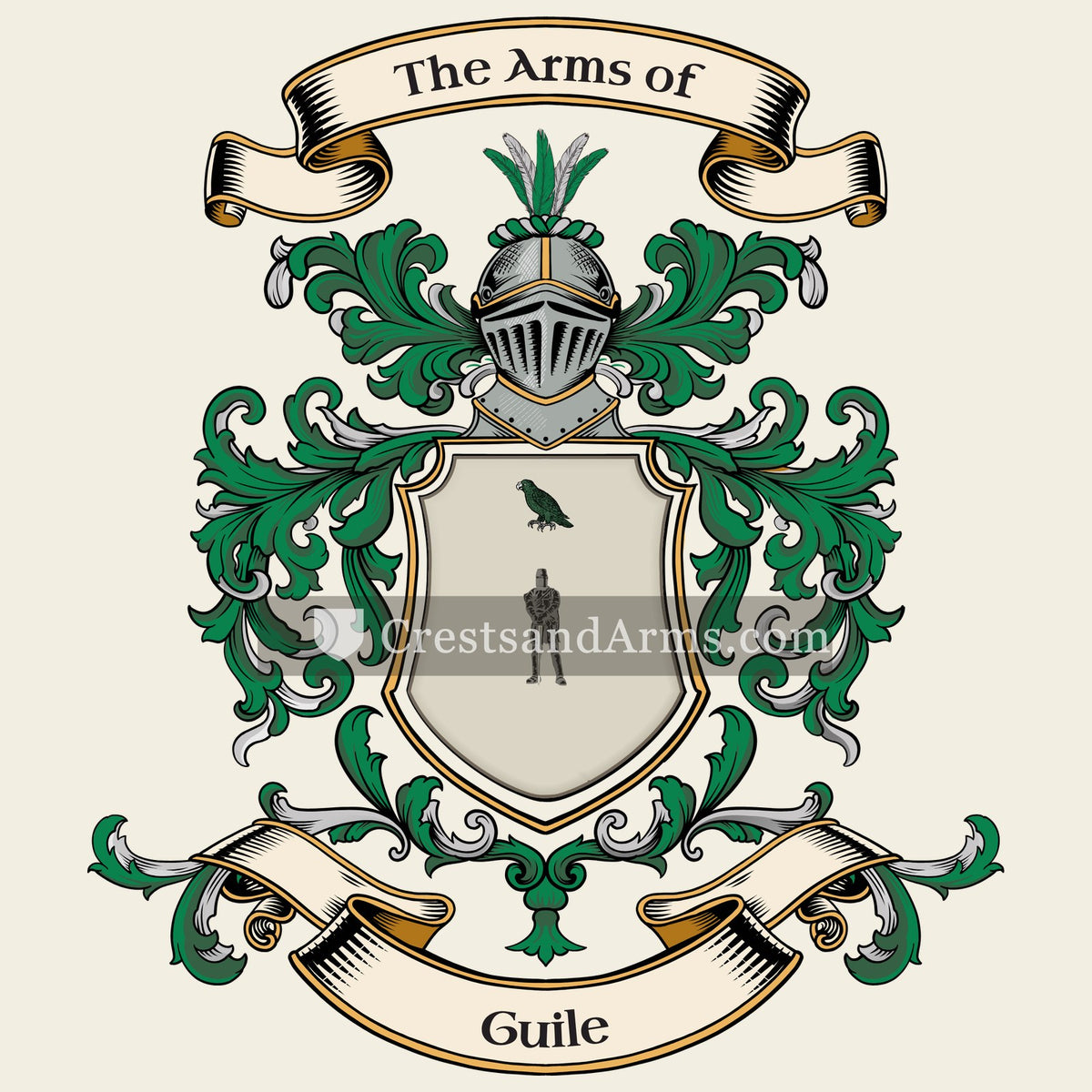 The Guile coat of arms, drawn from the recorded blazon