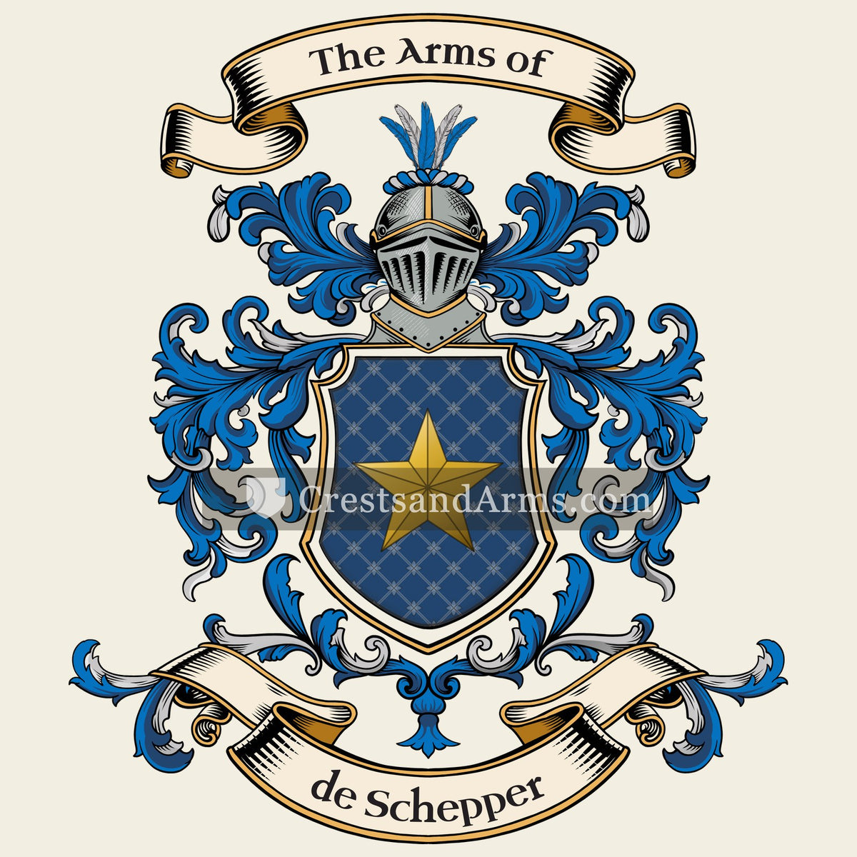 The de Schepper coat of arms, drawn from the recorded blazon