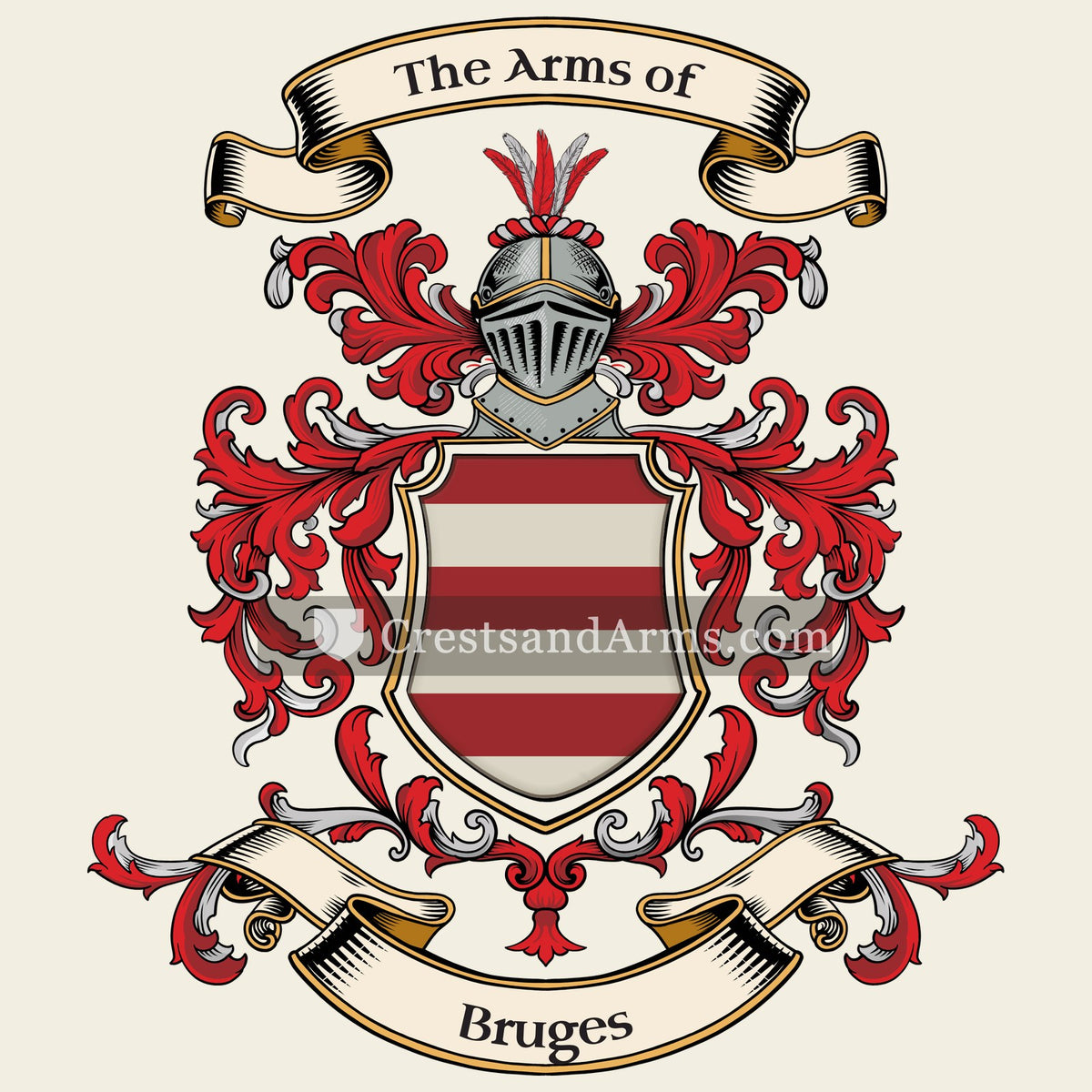 The Bruges coat of arms, drawn from the recorded blazon
