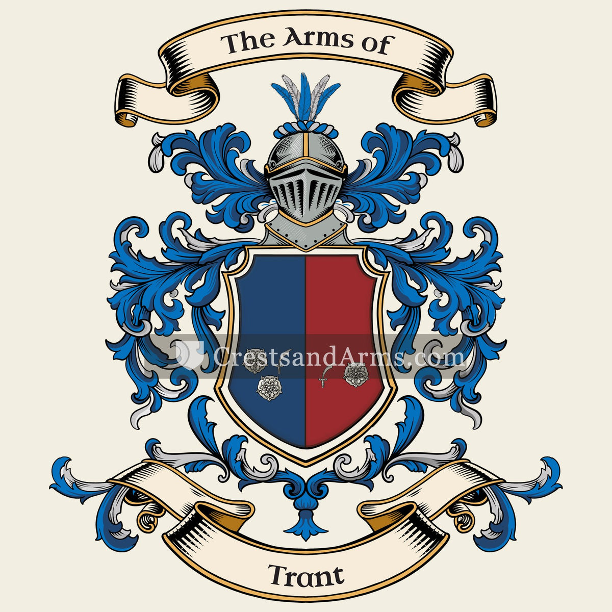 The Trant coat of arms, drawn from the recorded blazon