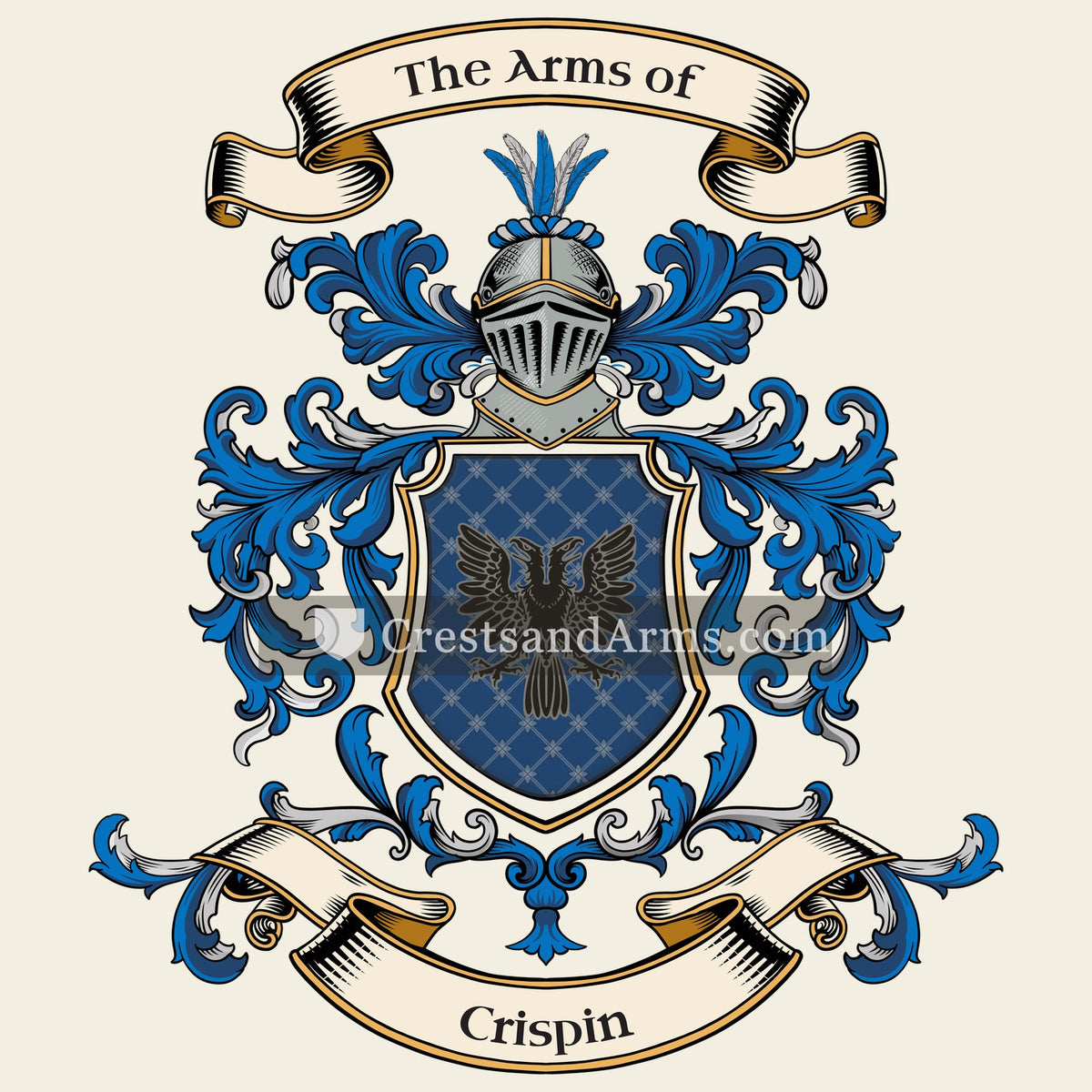 The Crispin coat of arms, drawn from the recorded blazon