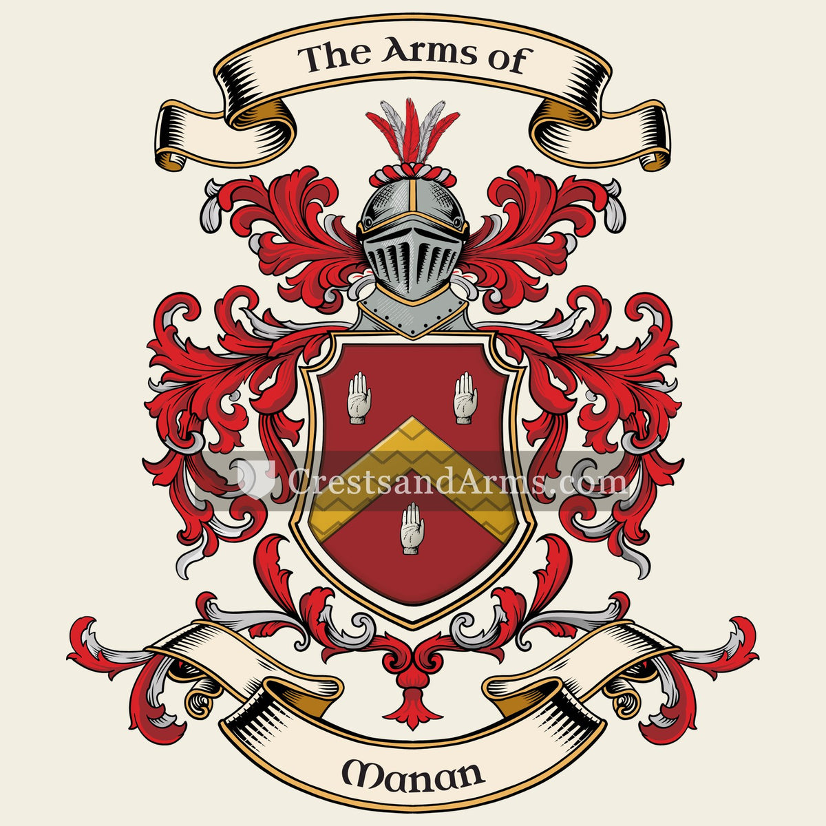 The Manan coat of arms, drawn from the recorded blazon