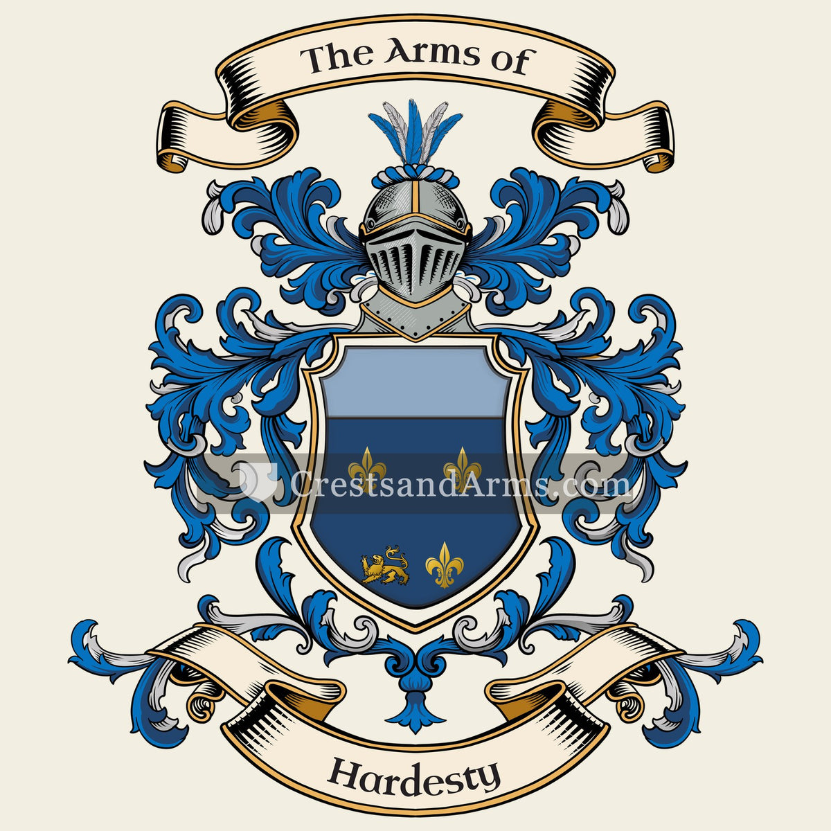 The Hardesty coat of arms, drawn from the recorded blazon