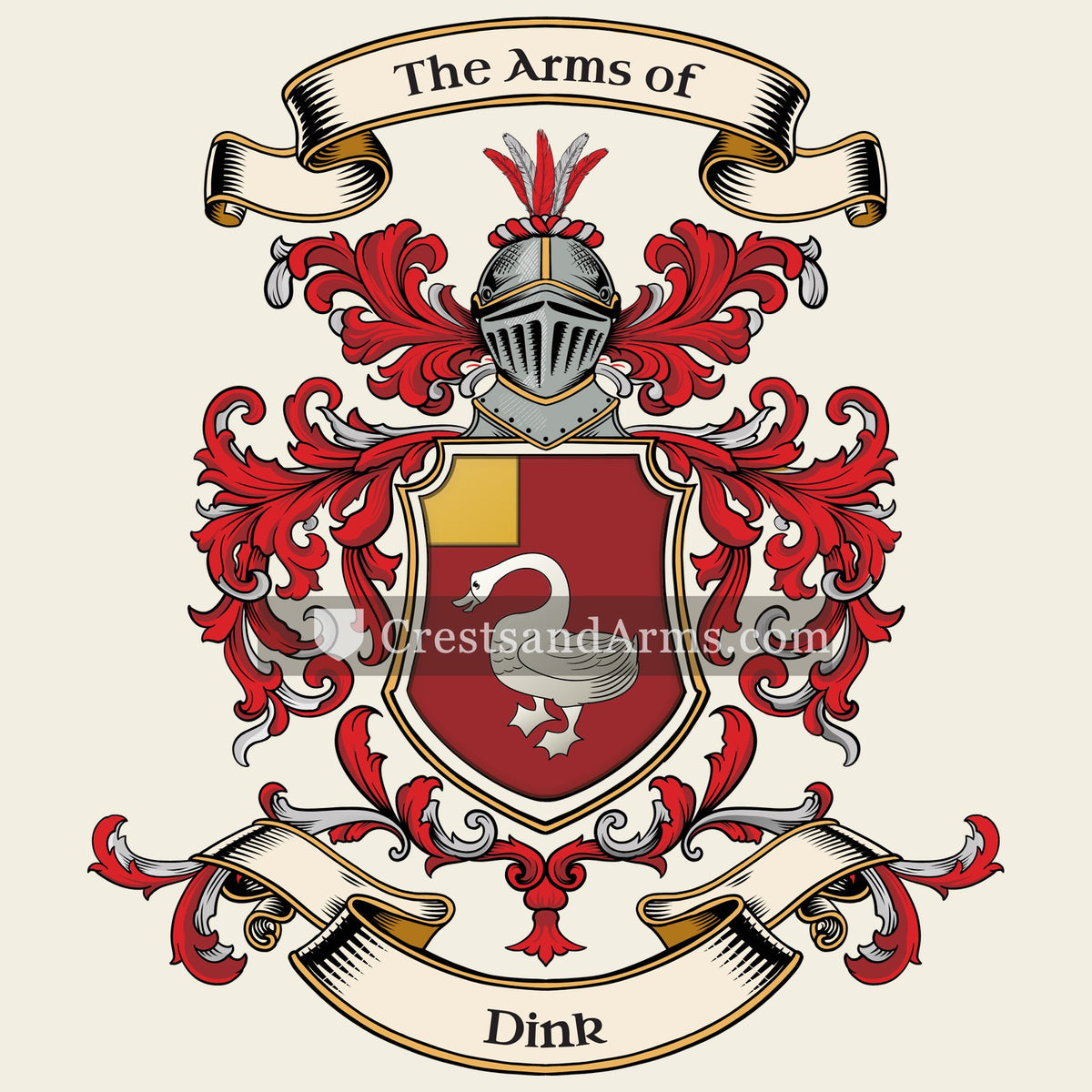 The Dink coat of arms, drawn from the recorded blazon