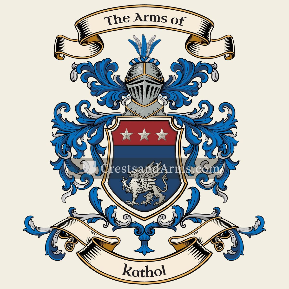 The Kathol coat of arms, drawn from the recorded blazon