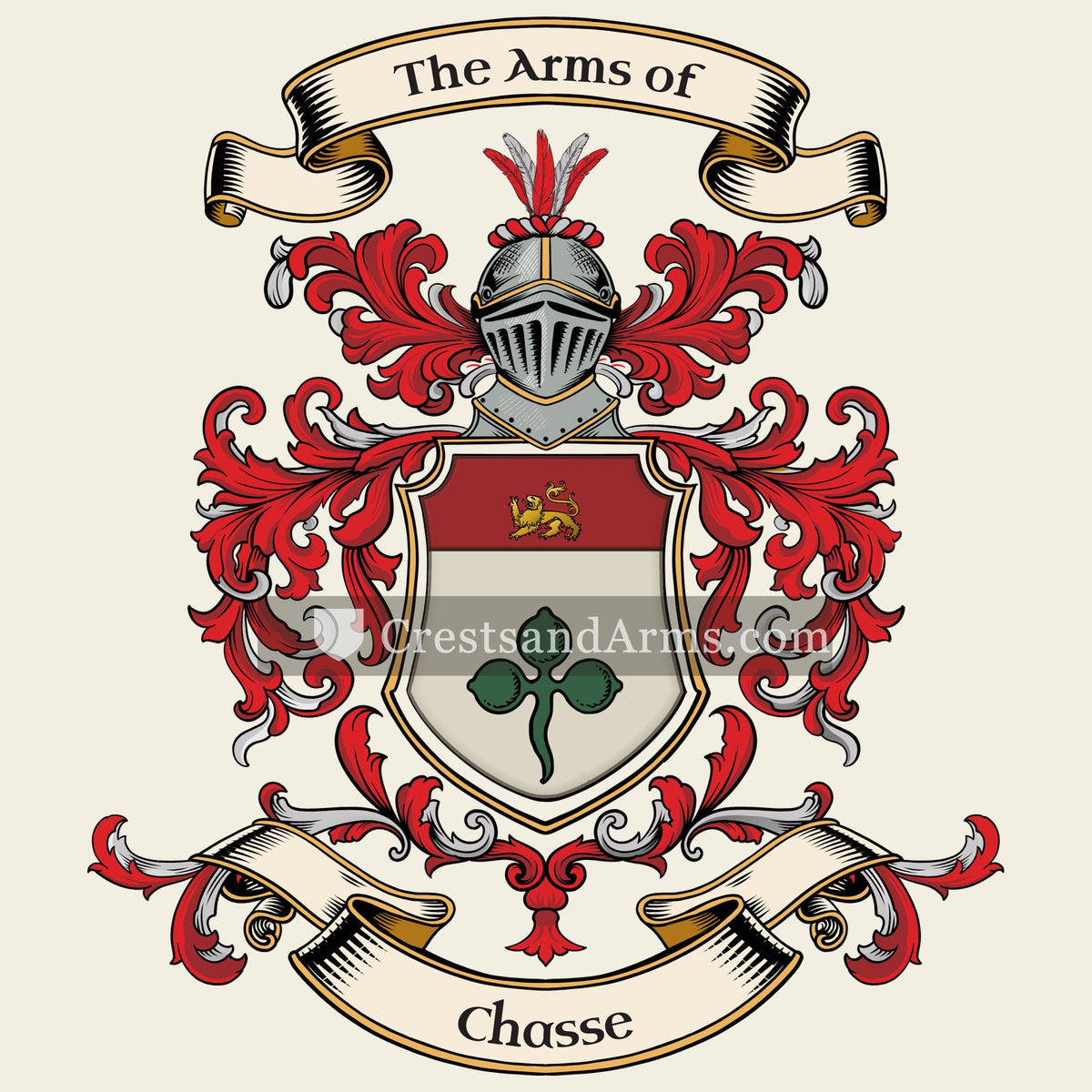 The Chasse coat of arms, drawn from the recorded blazon