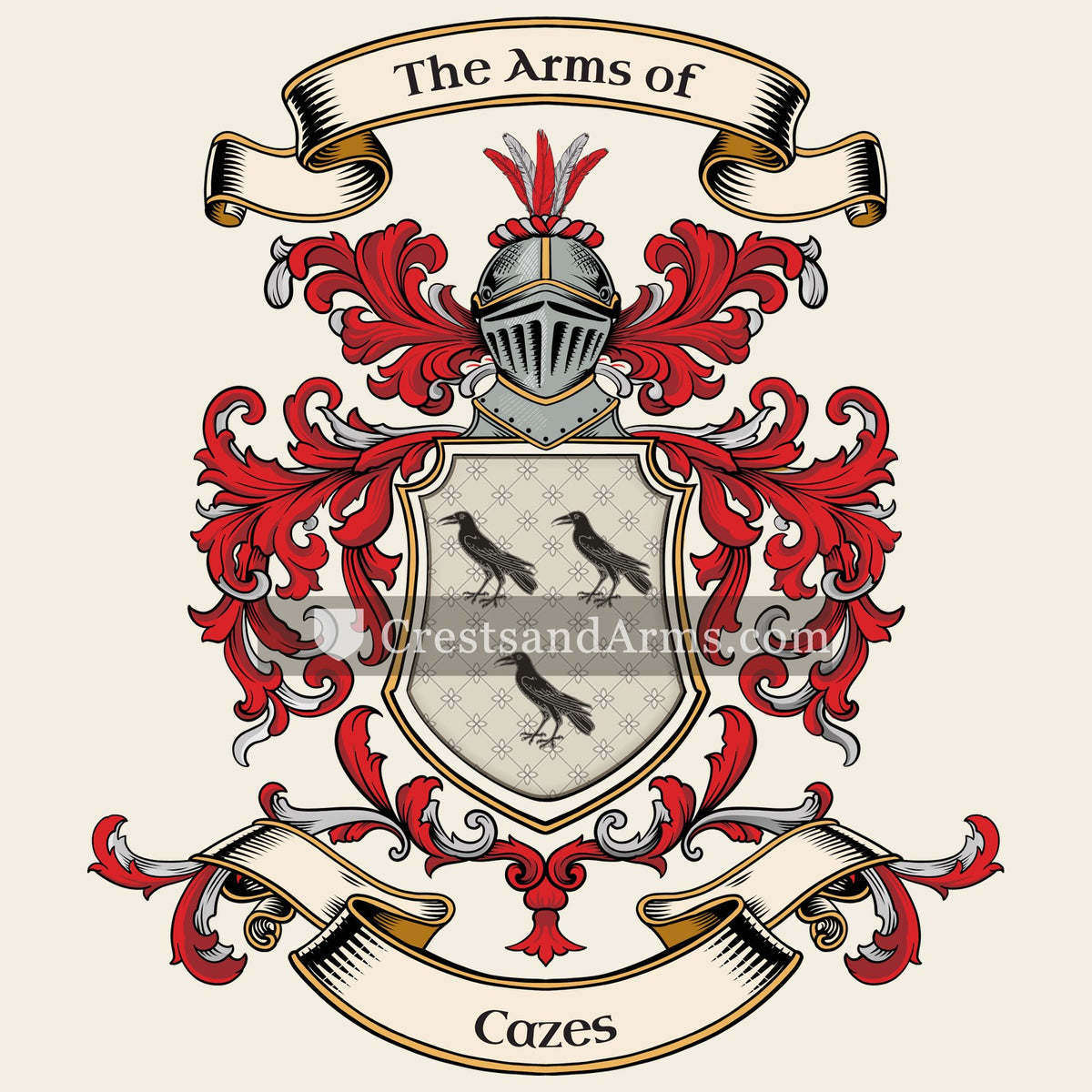 The Cazes coat of arms, drawn from the recorded blazon
