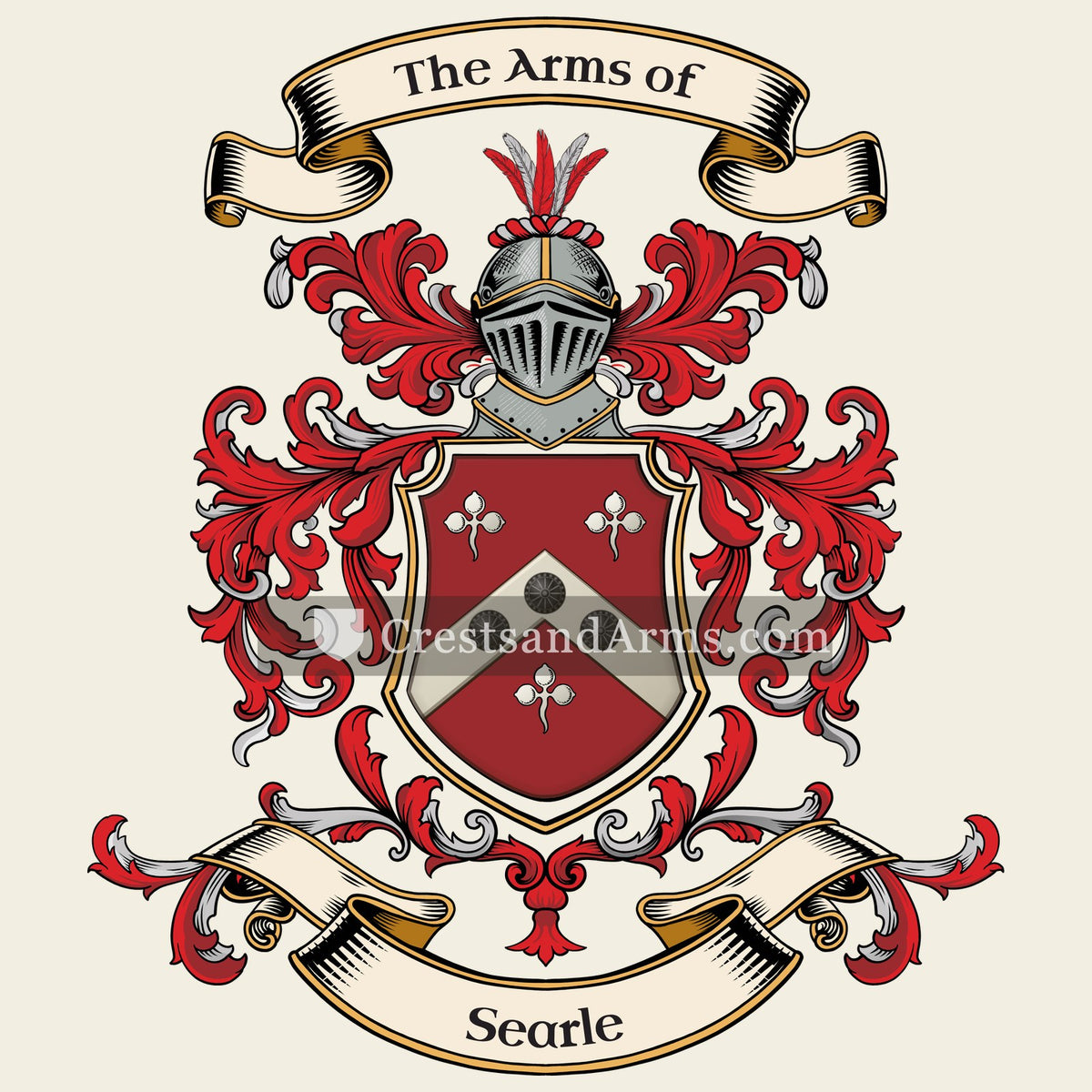 The Searle coat of arms, drawn from the recorded blazon