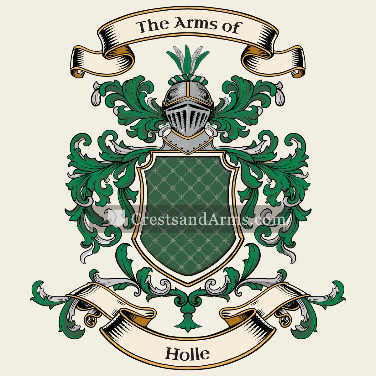 The Holle coat of arms, drawn from the recorded blazon