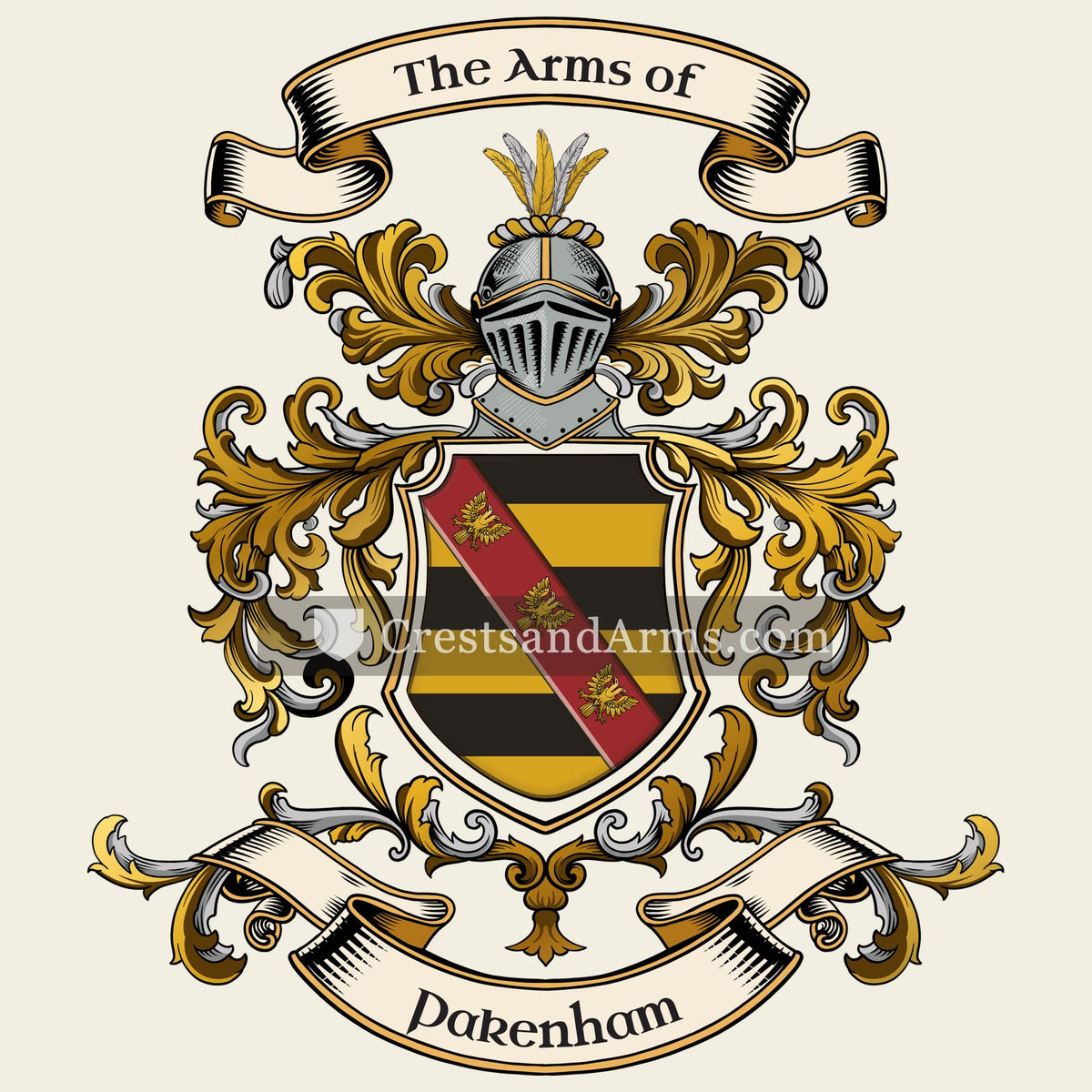 The Pakenham coat of arms, drawn from the recorded blazon