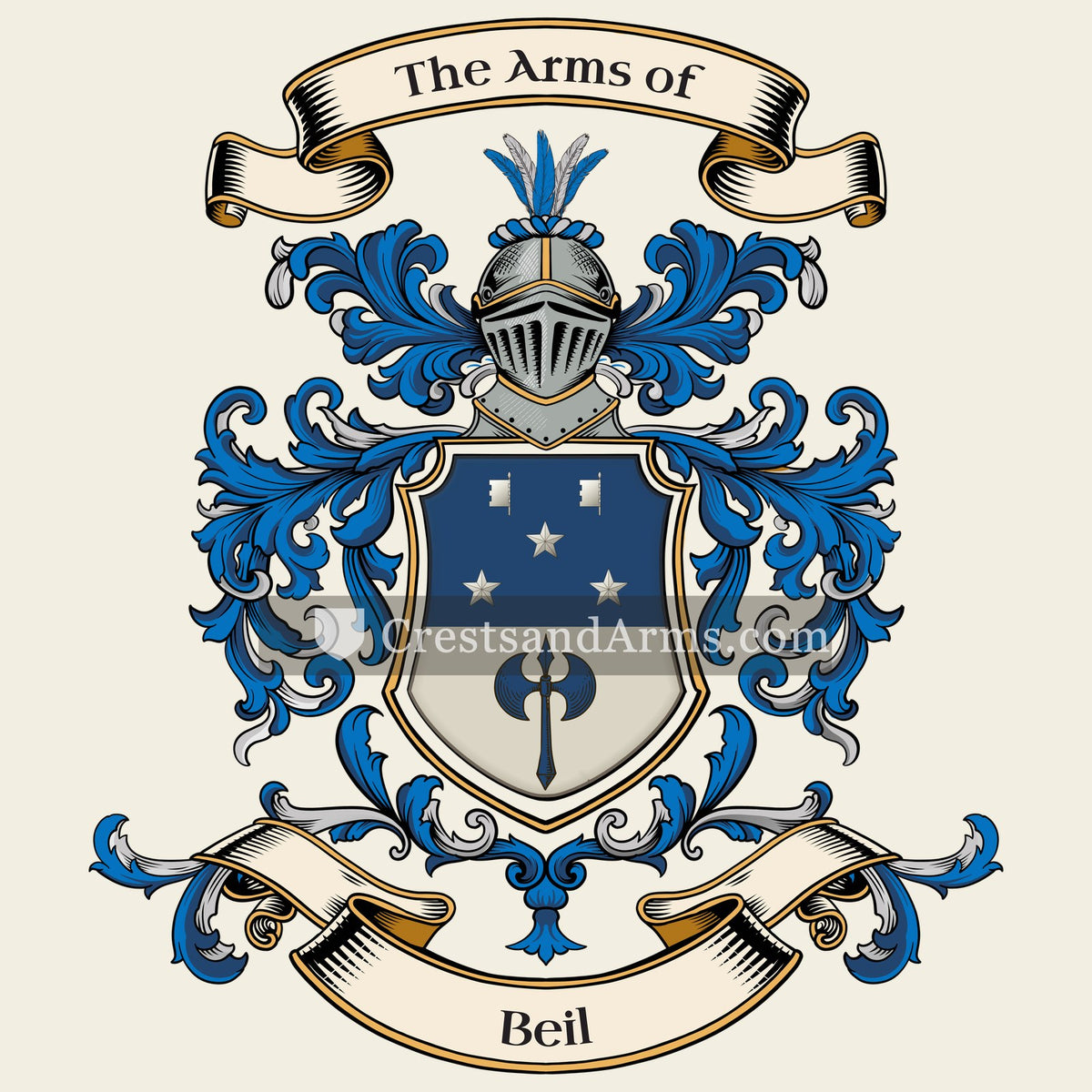 The Beil coat of arms, drawn from the recorded blazon