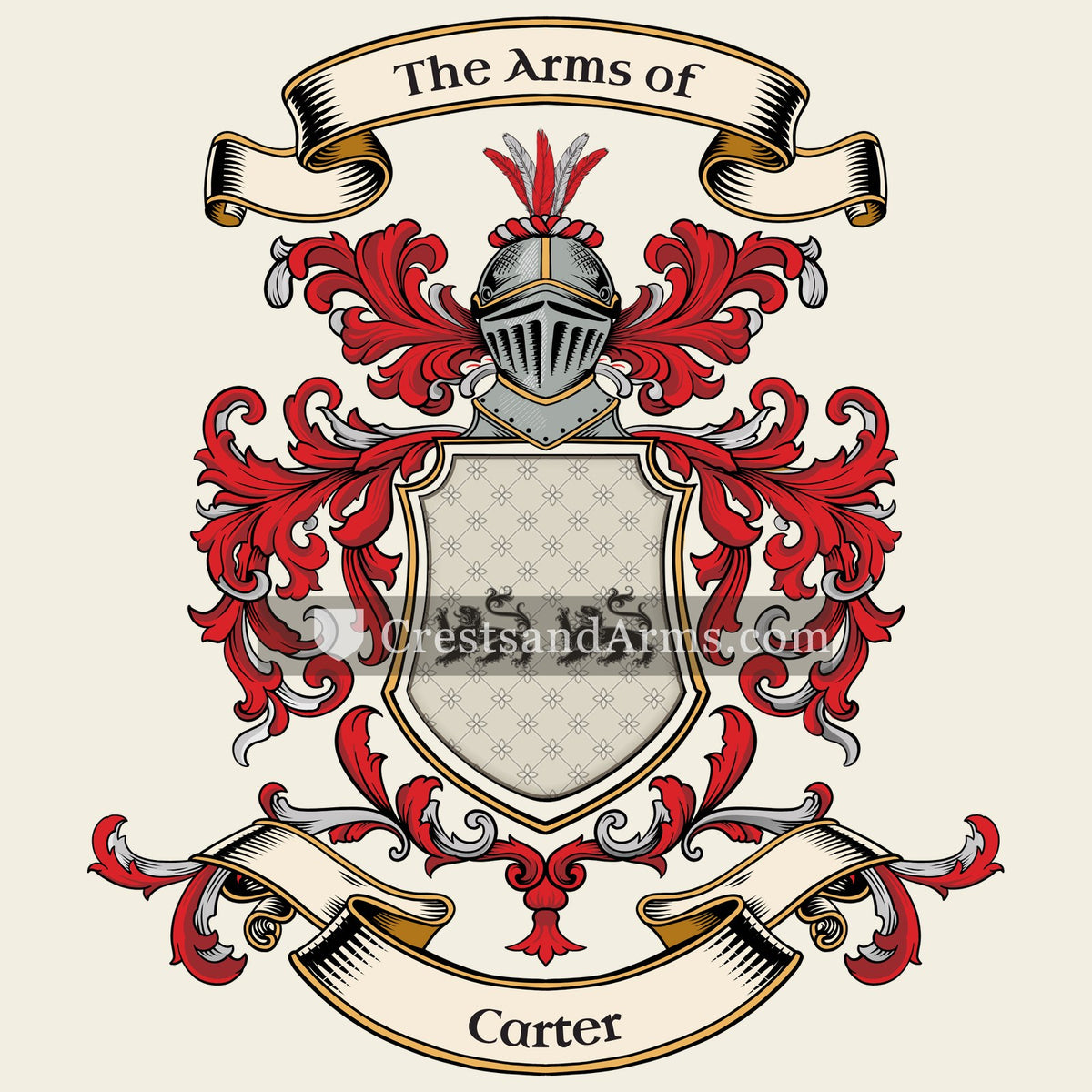 The Carter coat of arms, drawn from the recorded blazon