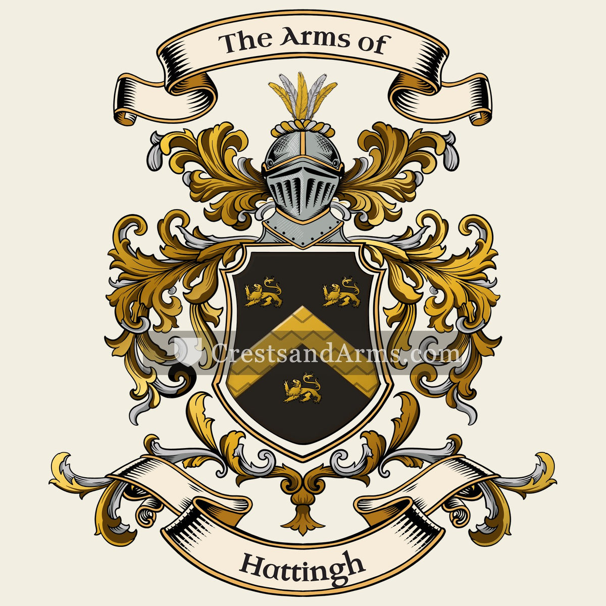 The Hattingh coat of arms, drawn from the recorded blazon