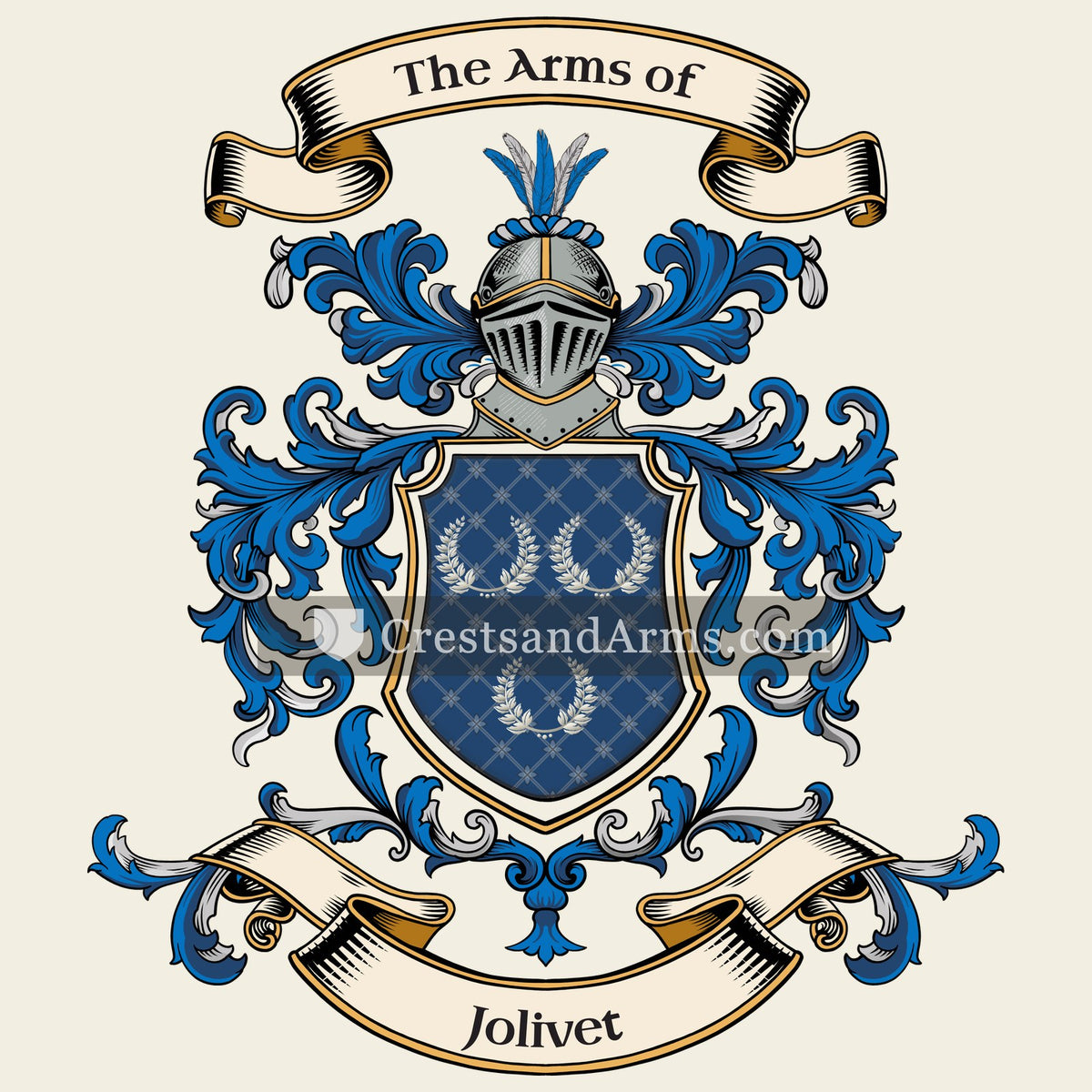 The Jolivet coat of arms, drawn from the recorded blazon