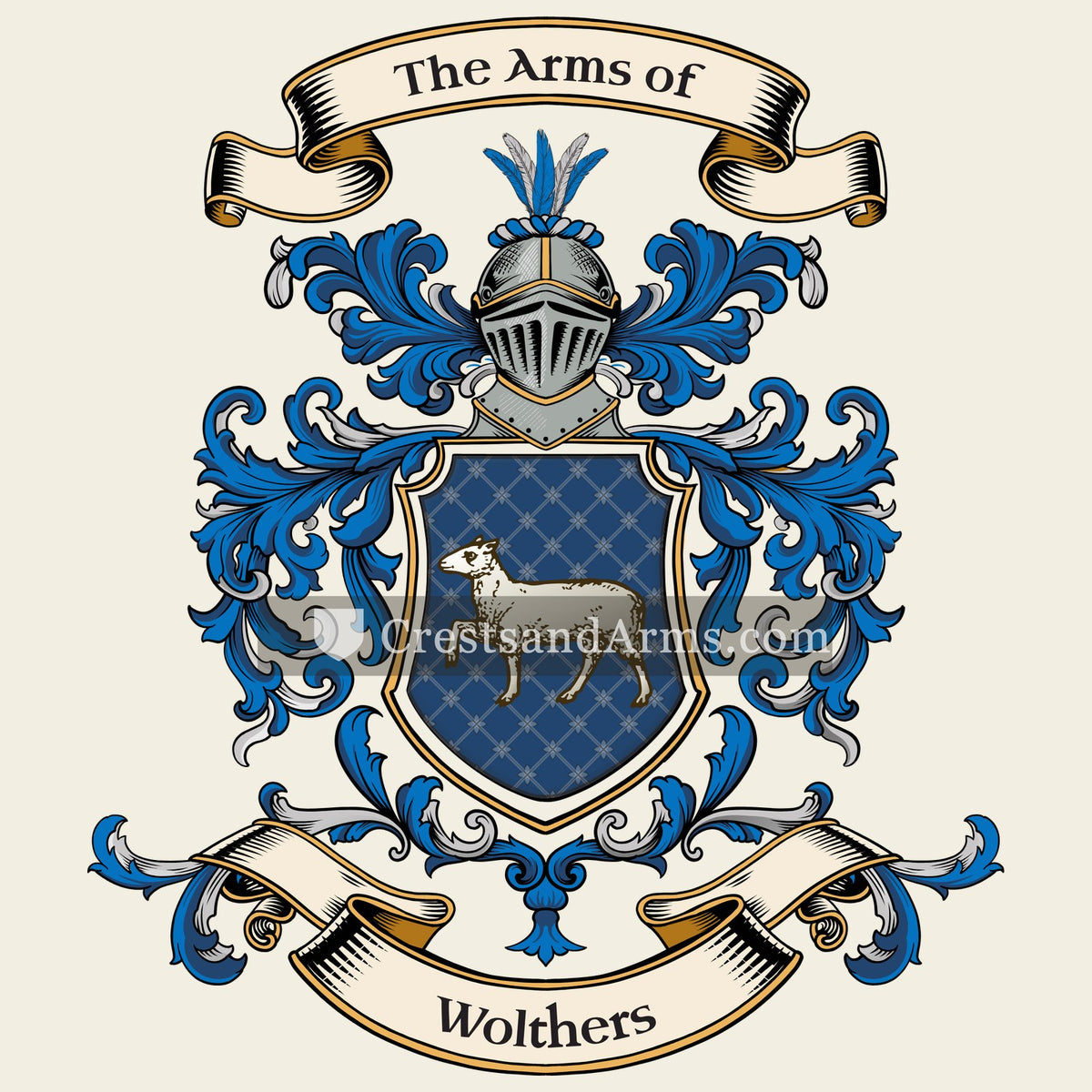The Wolthers coat of arms, drawn from the recorded blazon