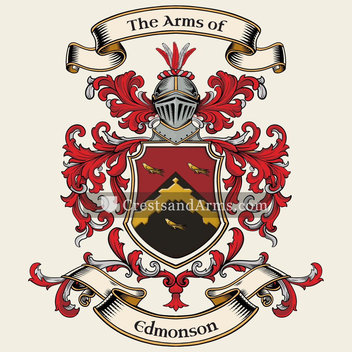The Edmonson coat of arms, drawn from the recorded blazon
