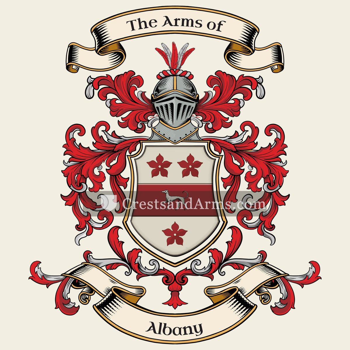 The Albany coat of arms, drawn from the recorded blazon