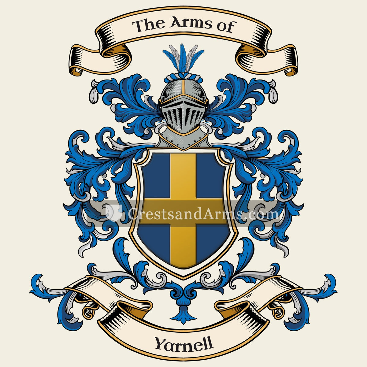 The Yarnell coat of arms, drawn from the recorded blazon