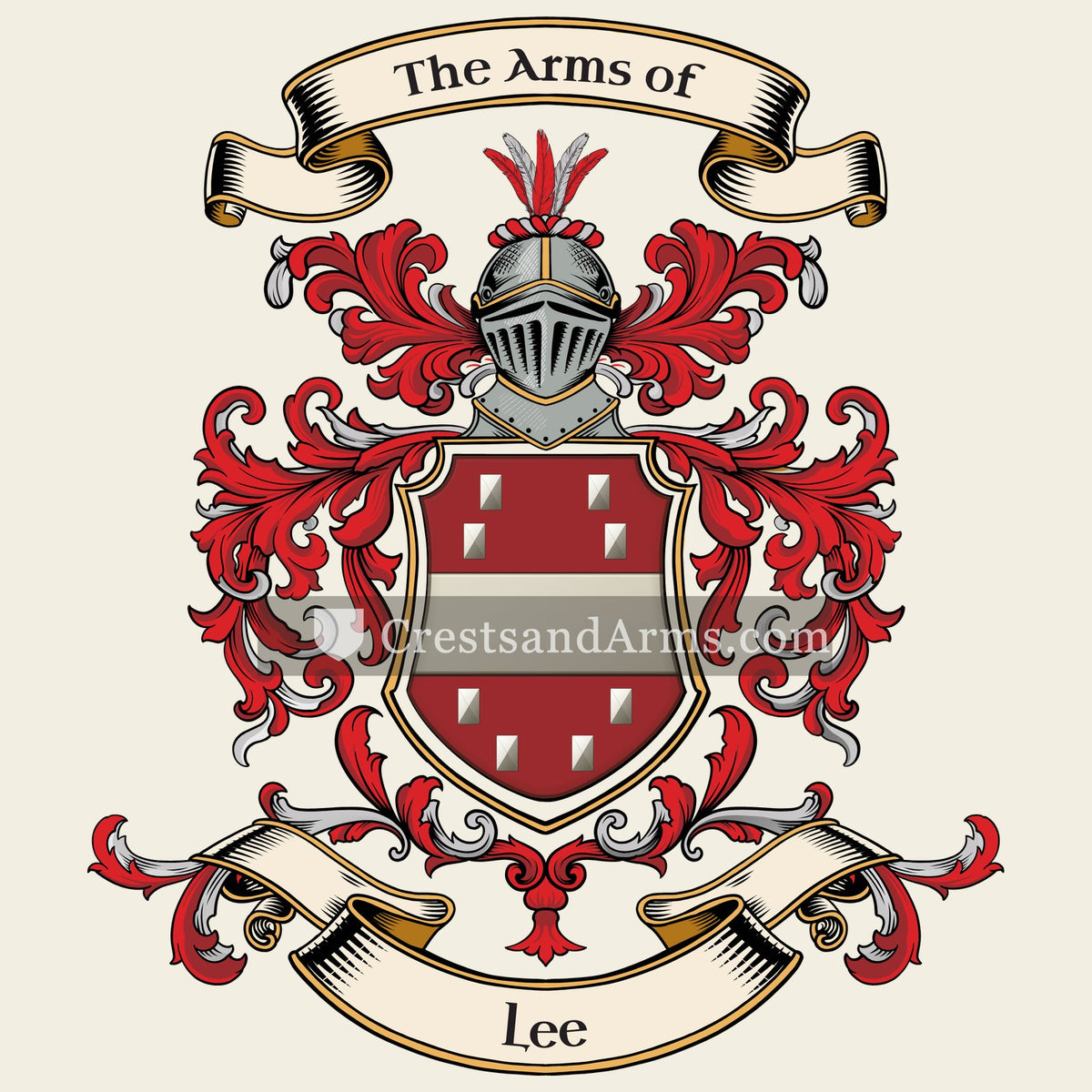 The Lee coat of arms, drawn from the recorded blazon