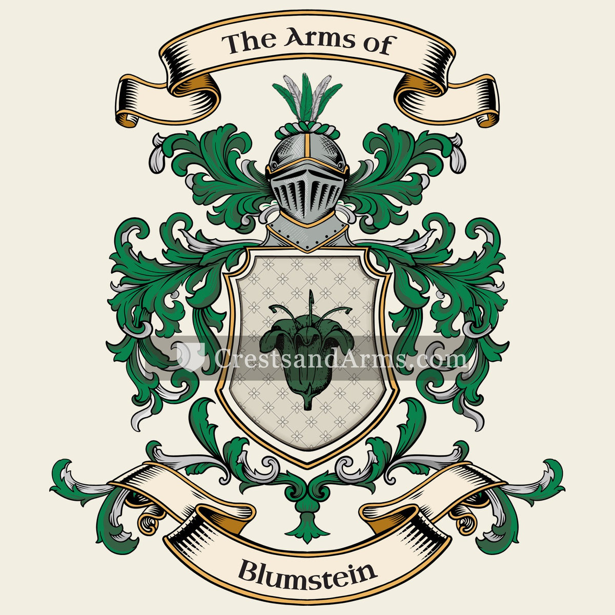 The Blumstein coat of arms, drawn from the recorded blazon