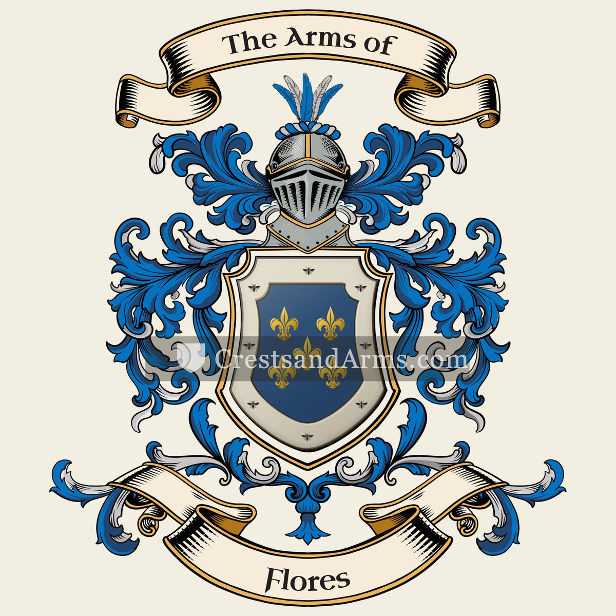 The Flores coat of arms, drawn from the recorded blazon