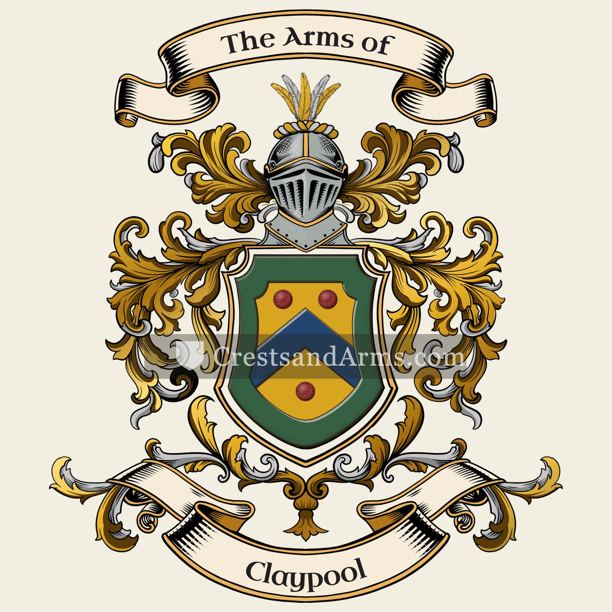 The Claypool coat of arms, drawn from the recorded blazon