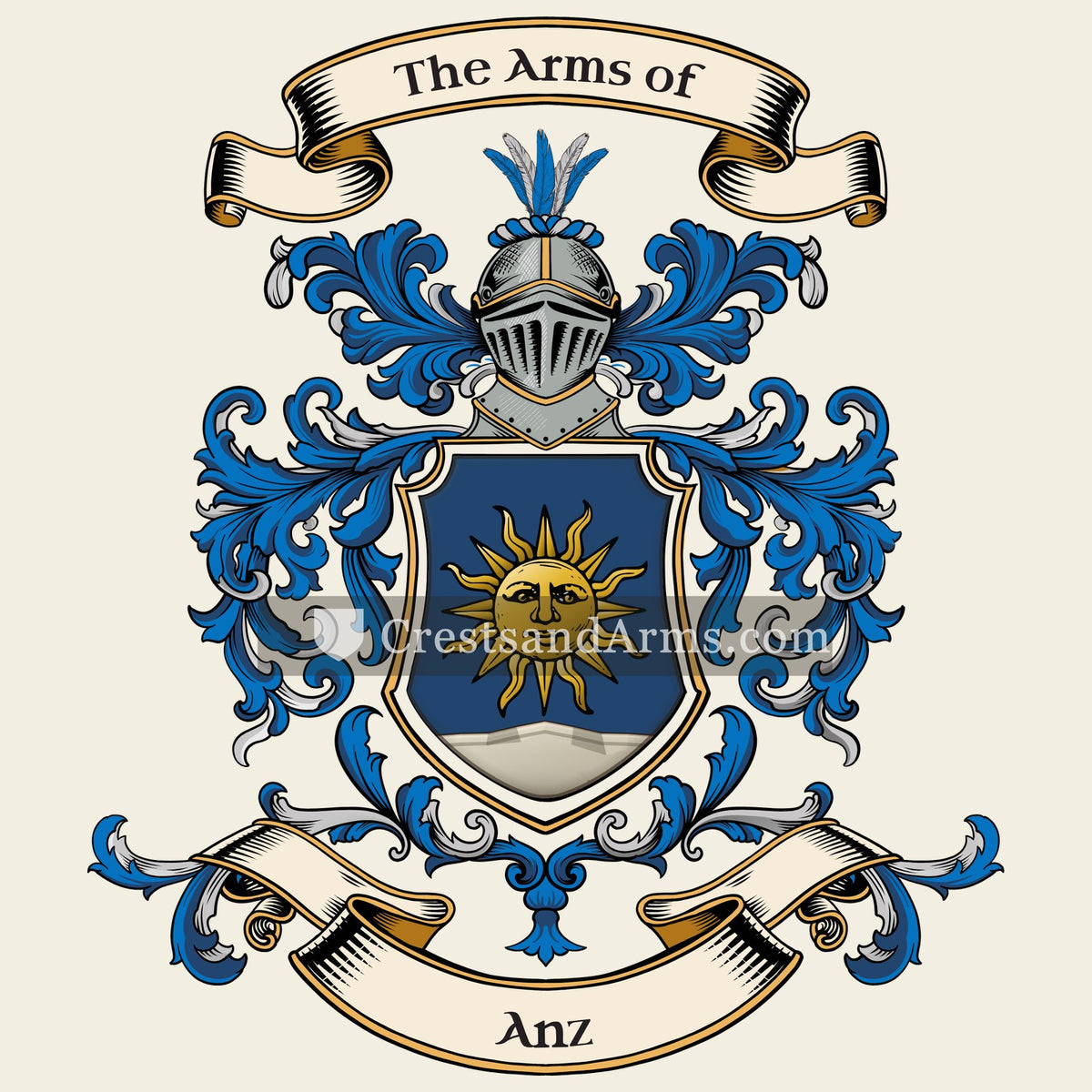 The Anz coat of arms, drawn from the recorded blazon