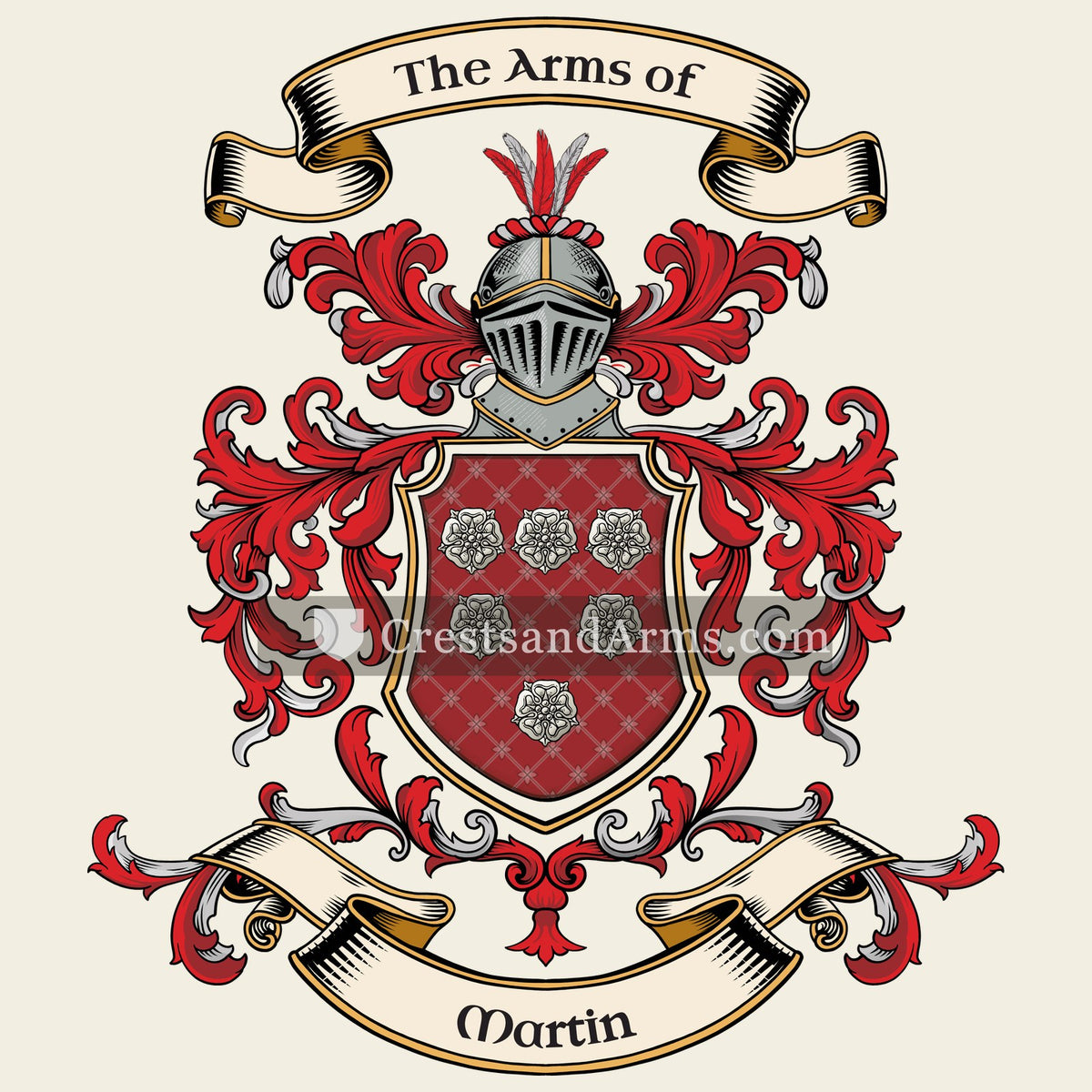 The Martin coat of arms, drawn from the recorded blazon