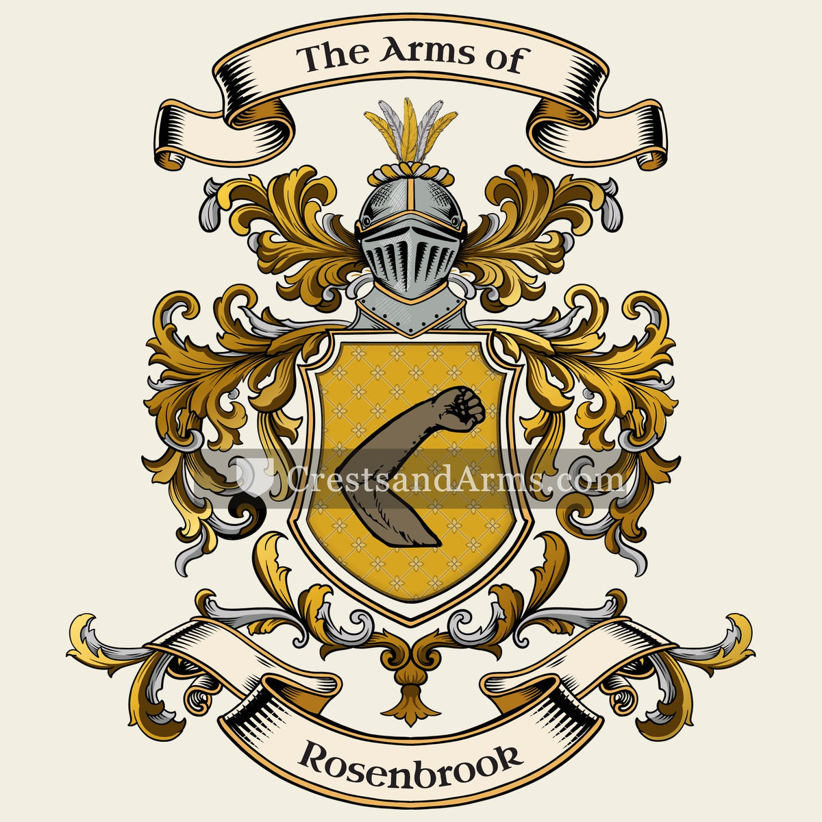The Rosenbrook coat of arms, drawn from the recorded blazon